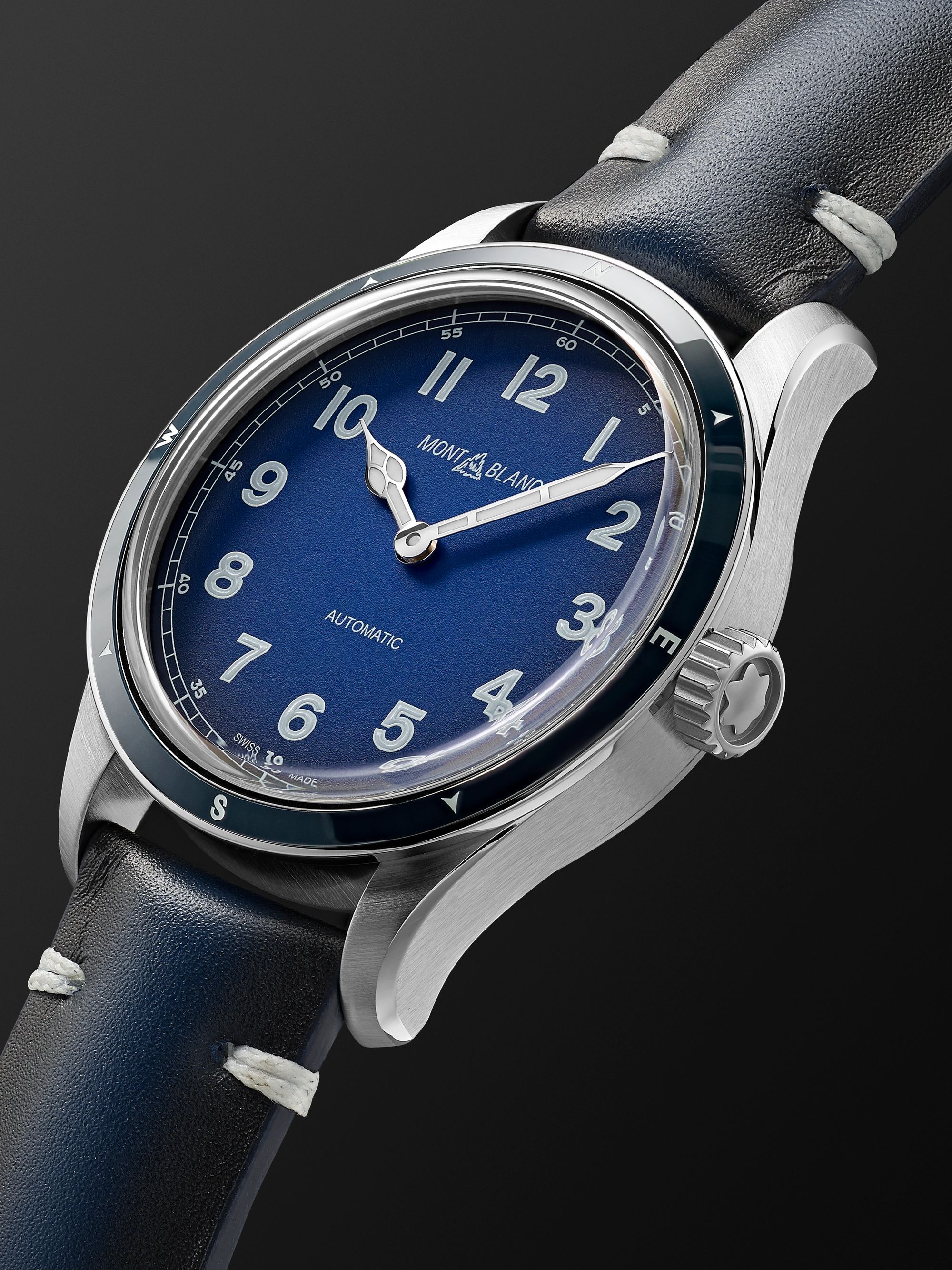MONTBLANC 1858 Automatic 40mm Stainless Steel and Leather Watch, Ref. No. 126758