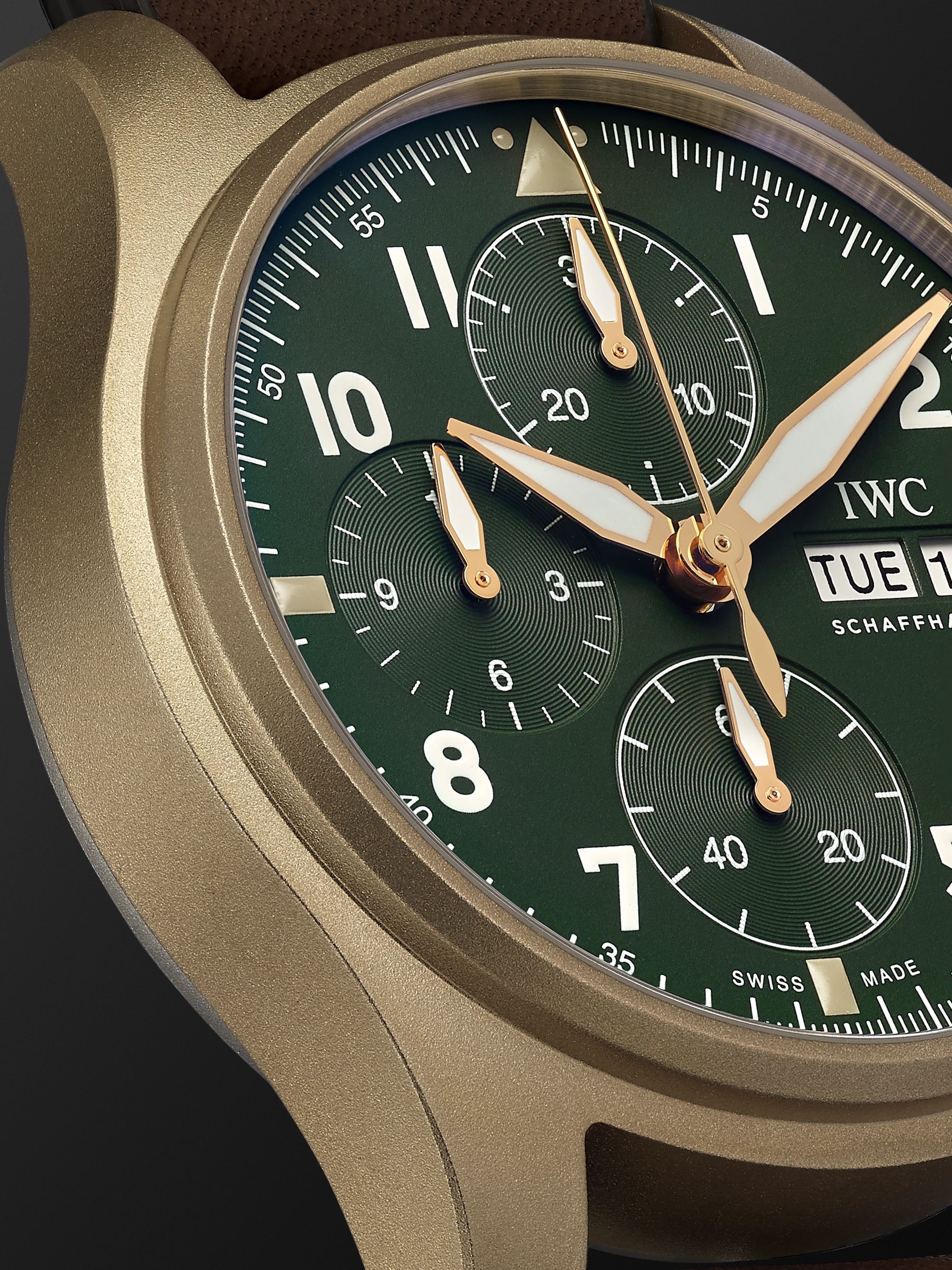 IWC SCHAFFHAUSEN Pilot's Spitfire Automatic Chronograph 41mm Bronze and Leather Watch, Ref. No. IW387902