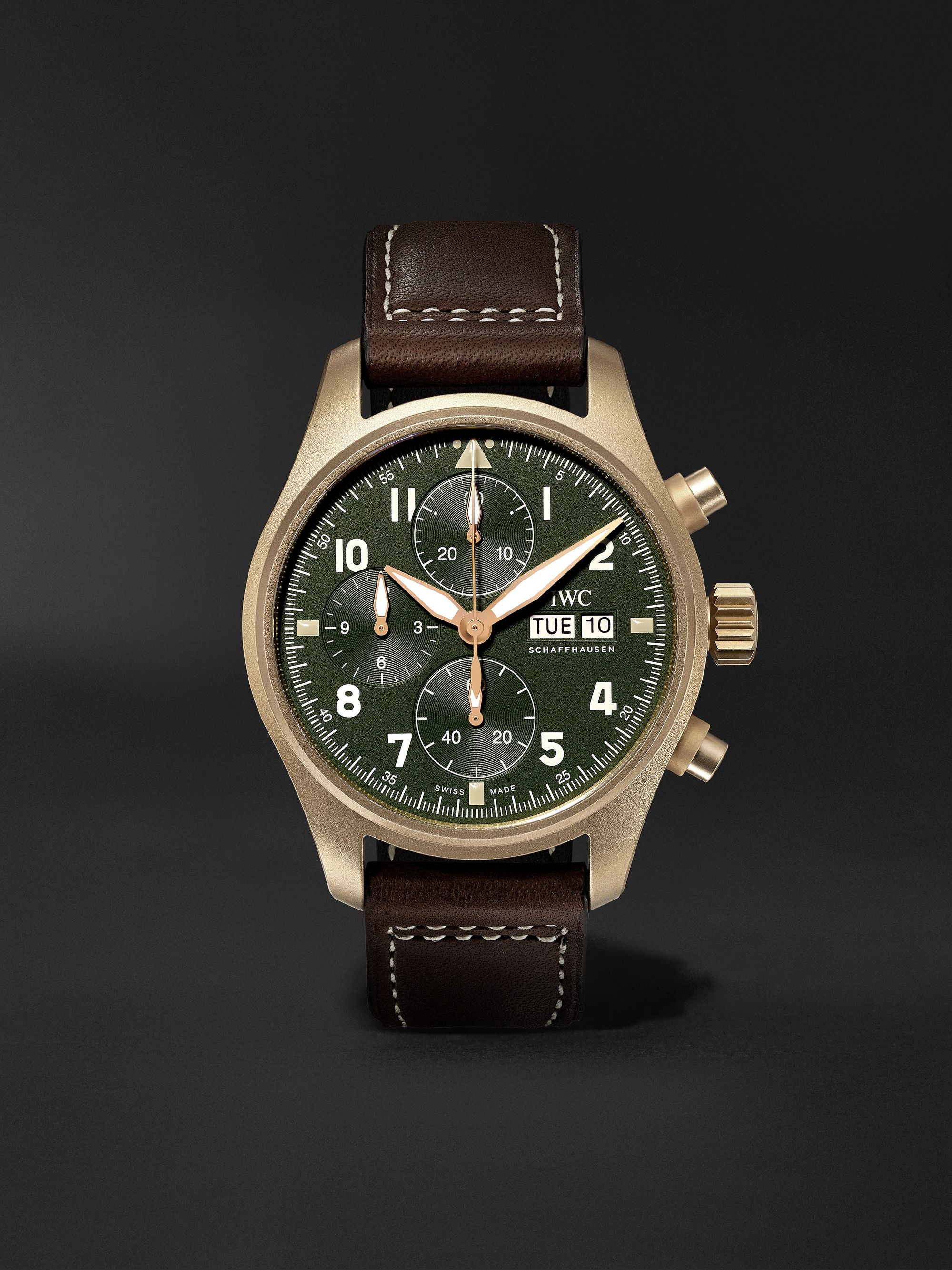 IWC SCHAFFHAUSEN Pilot's Spitfire Automatic Chronograph 41mm Bronze and Leather Watch, Ref. No. IW387902