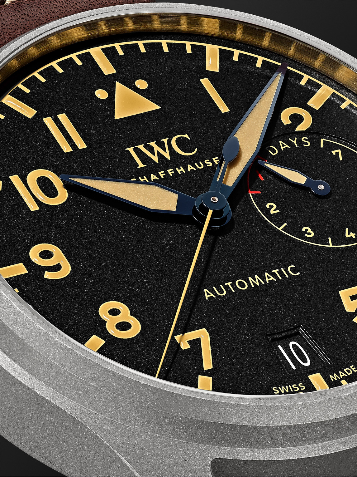 Shop Iwc Schaffhausen Big Pilot's Heritage Automatic 46.2mm Titanium And Leather Watch, Ref. No. Iw501004 In Black