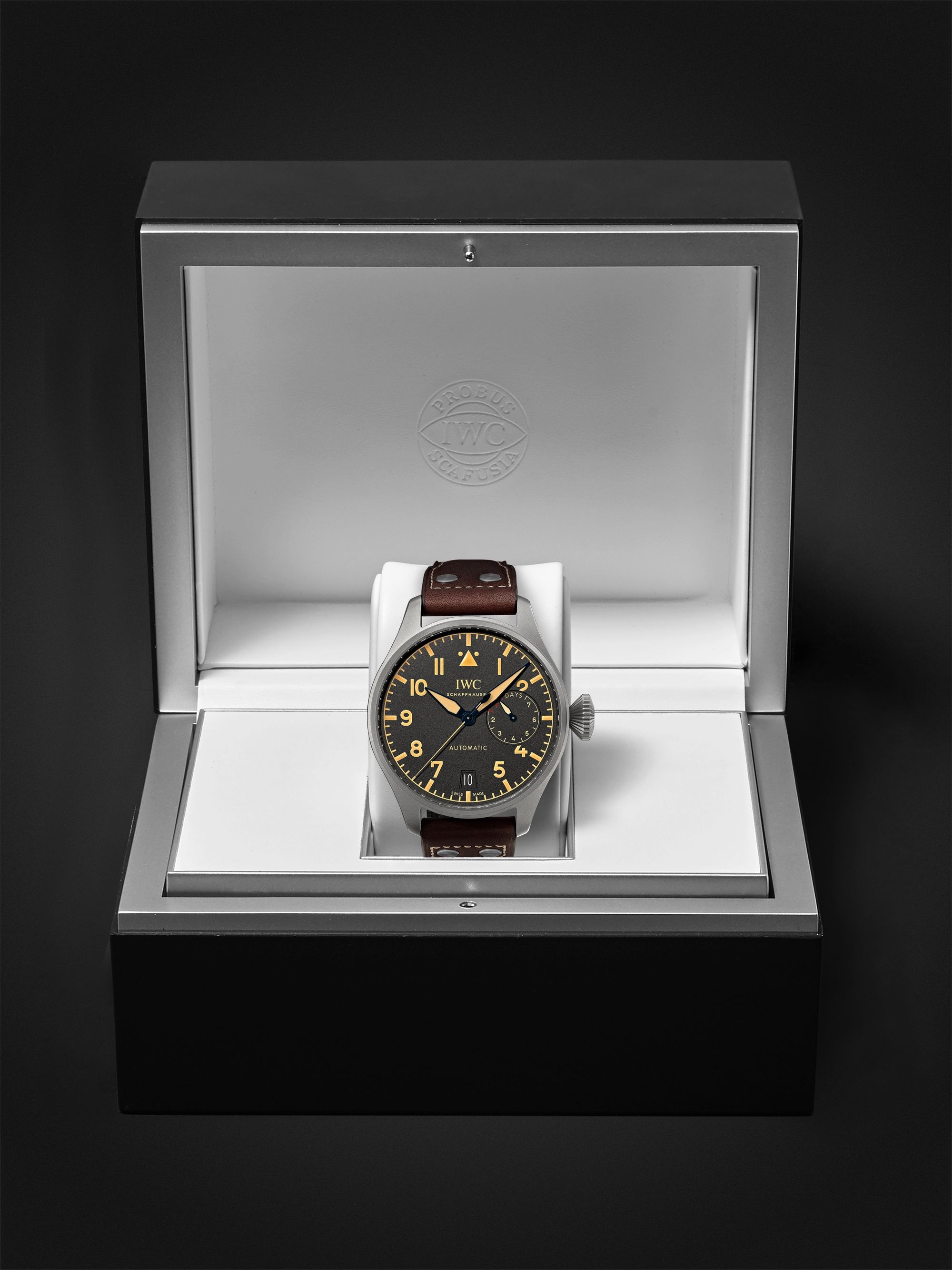 IWC SCHAFFHAUSEN Big Pilot's Heritage Automatic 46.2mm Titanium and Leather Watch, Ref. No. IW501004