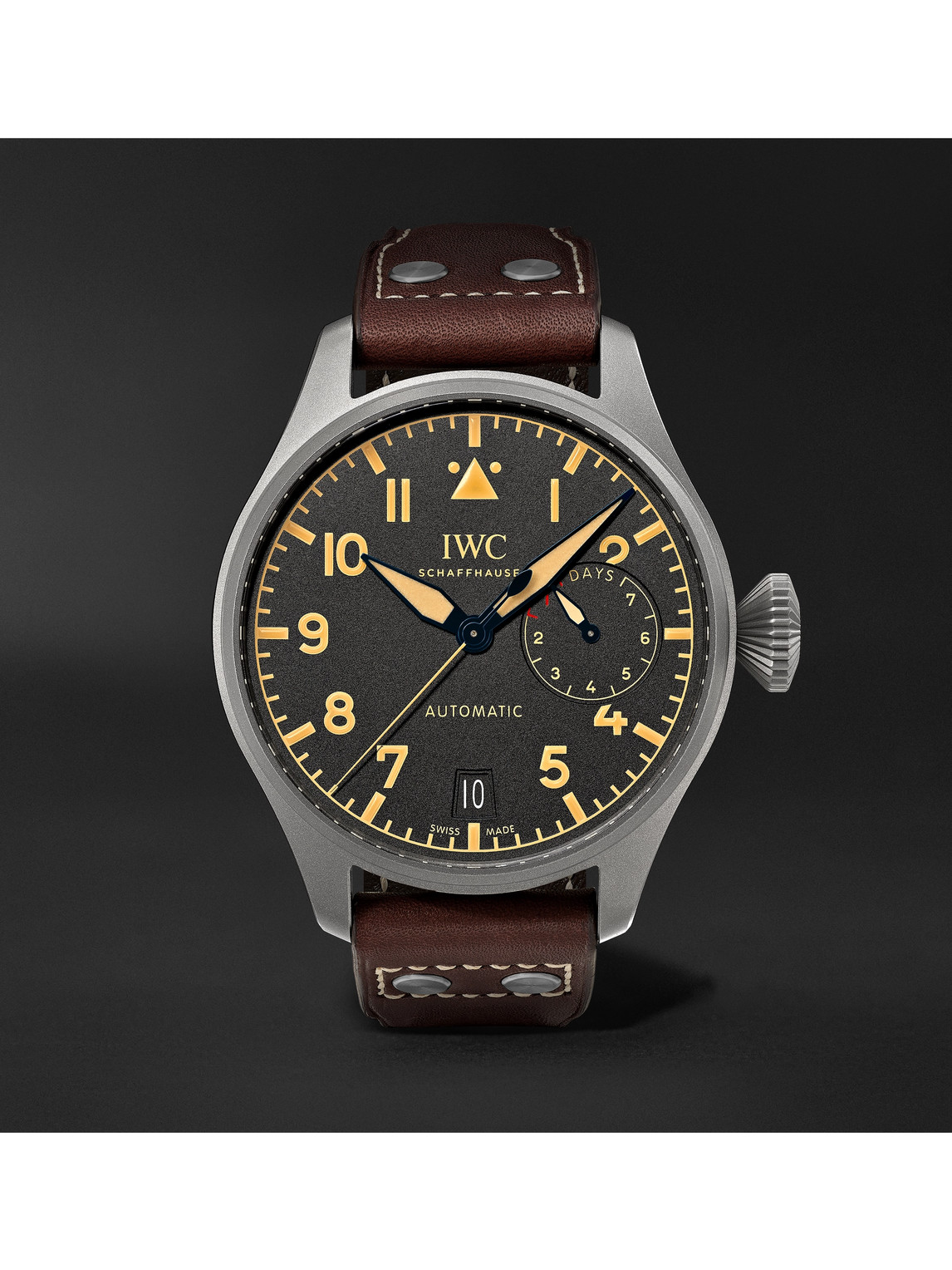 Iwc Schaffhausen Big Pilot's Heritage Automatic 46.2mm Titanium And Leather Watch, Ref. No. Iw501004 In Black