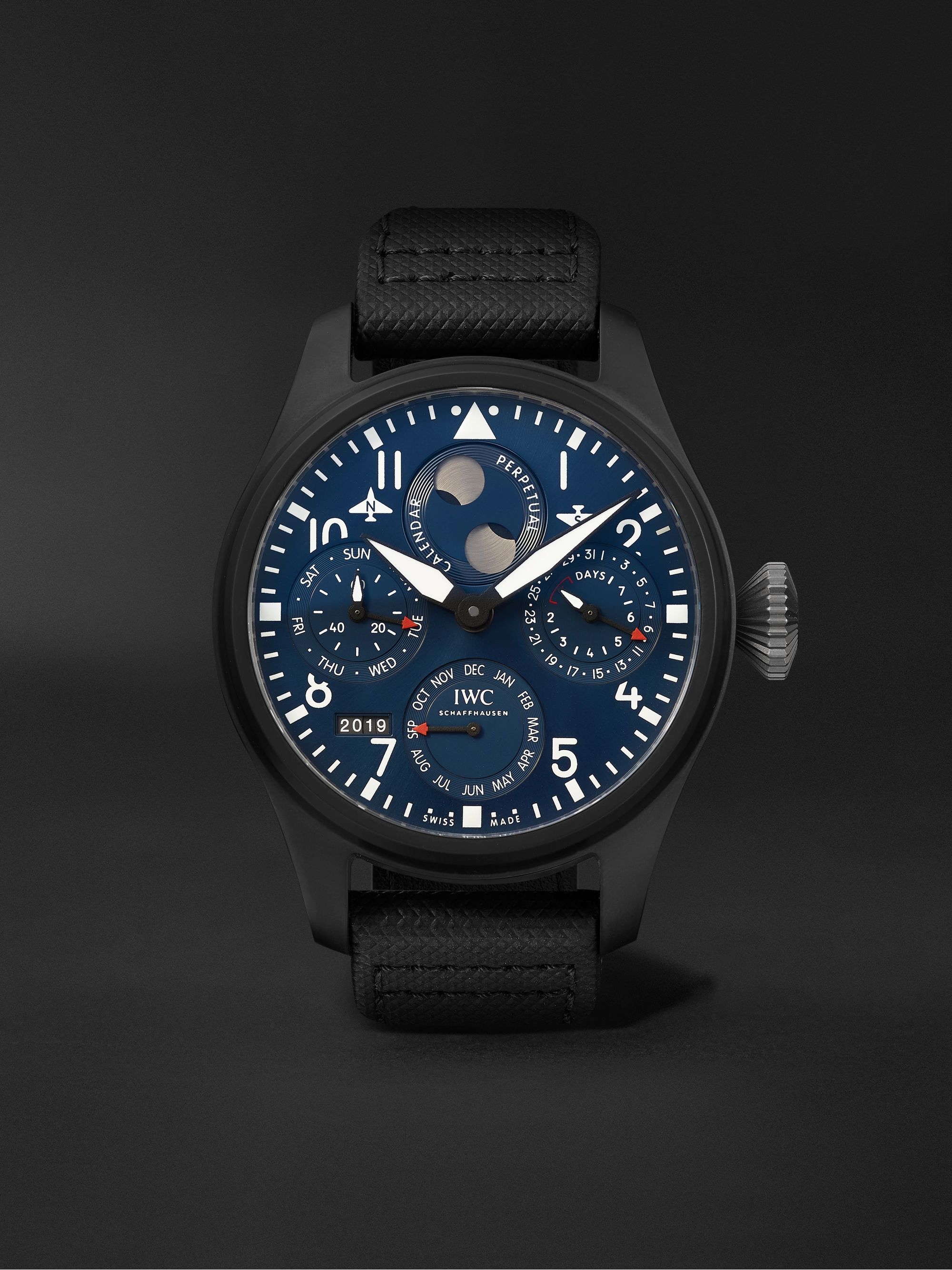 IWC SCHAFFHAUSEN Big Pilot's Perpetual Calendar Rodeo Drive Automatic Perpetual Calendar 46.5mm Ceramic, Titanium and Leather Watch, Ref. No. IW503001 for Men | MR PORTER IWC SCHAFFHAUSEN Big Pilot's Perpetual Calendar Rodeo Drive Automatic Perpetual Calendar 46.5mm Ceramic, Titanium and Leather Watch, Ref. No. IW503001 for Men | MR PORTER