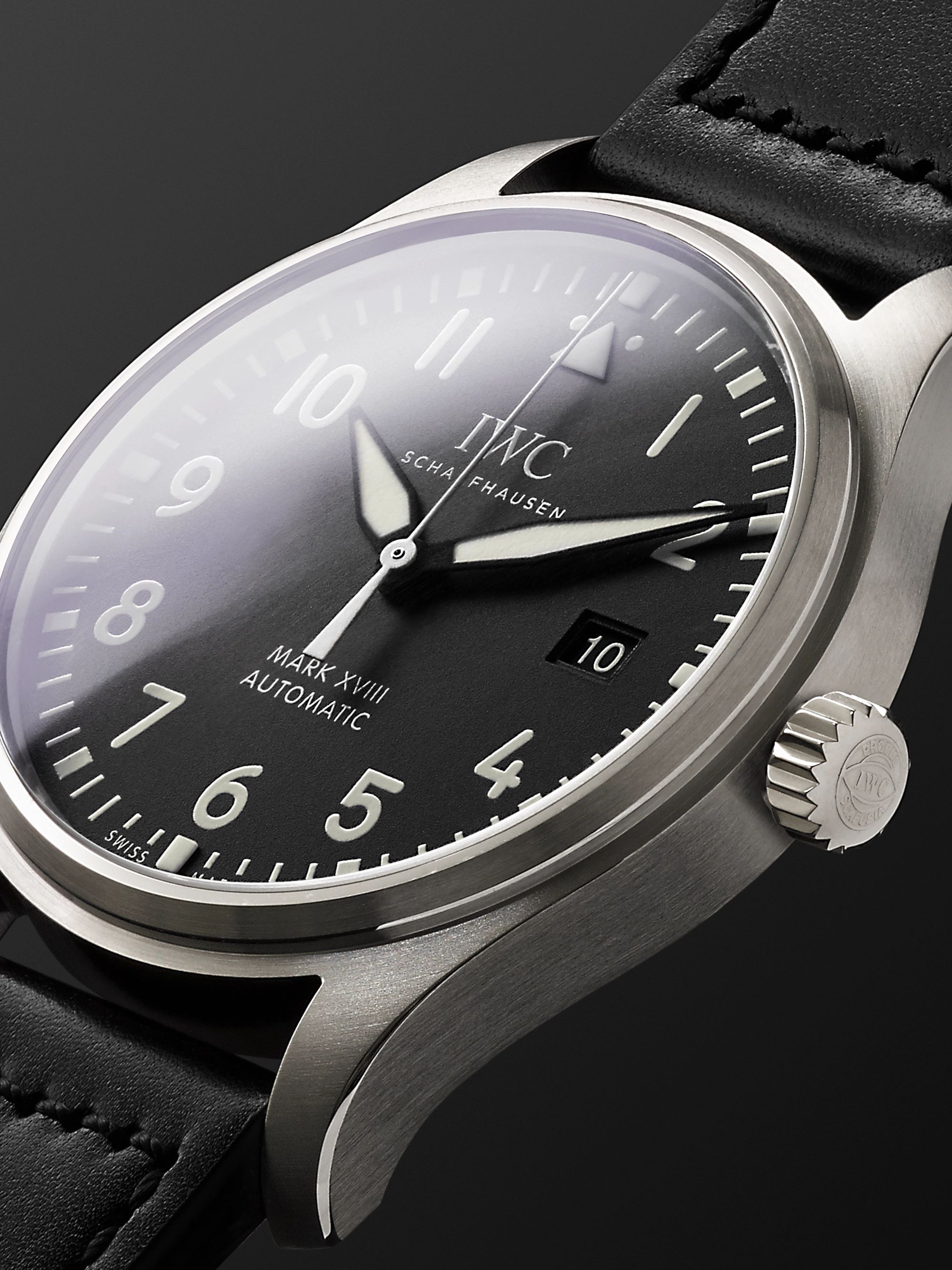 IWC SCHAFFHAUSEN Pilot's Mark XVIII Automatic 40mm Stainless Steel and Leather Watch, Ref. No. IW327009