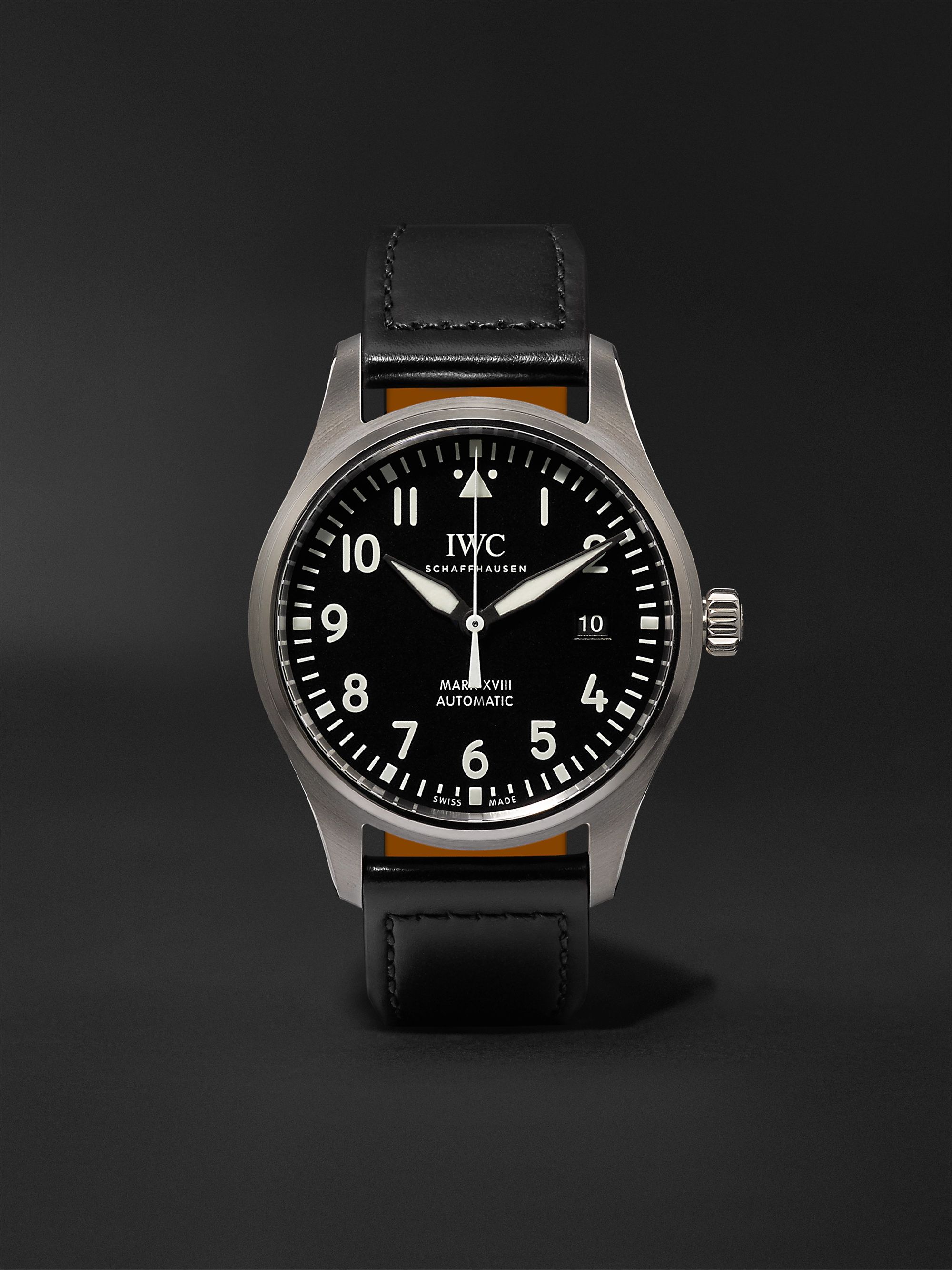 IWC SCHAFFHAUSEN Pilot's Mark XVIII Automatic 40mm Stainless Steel and Leather Watch, Ref. No. IW327009
