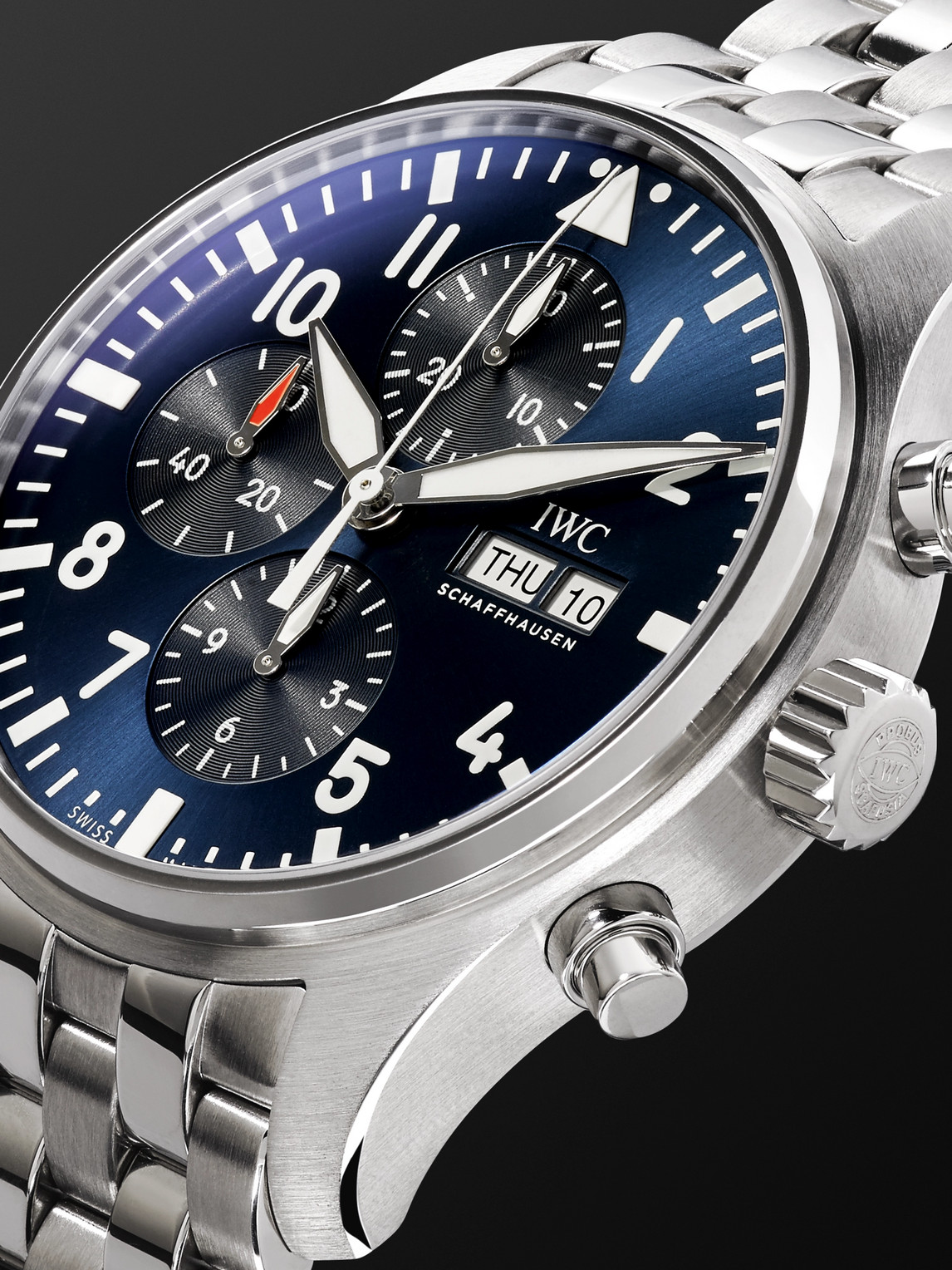 Shop Iwc Schaffhausen Pilot's Le Petit Prince Edition Chronograph 43mm Stainless Steel Watch, Ref. No. Iw377717 In Blue