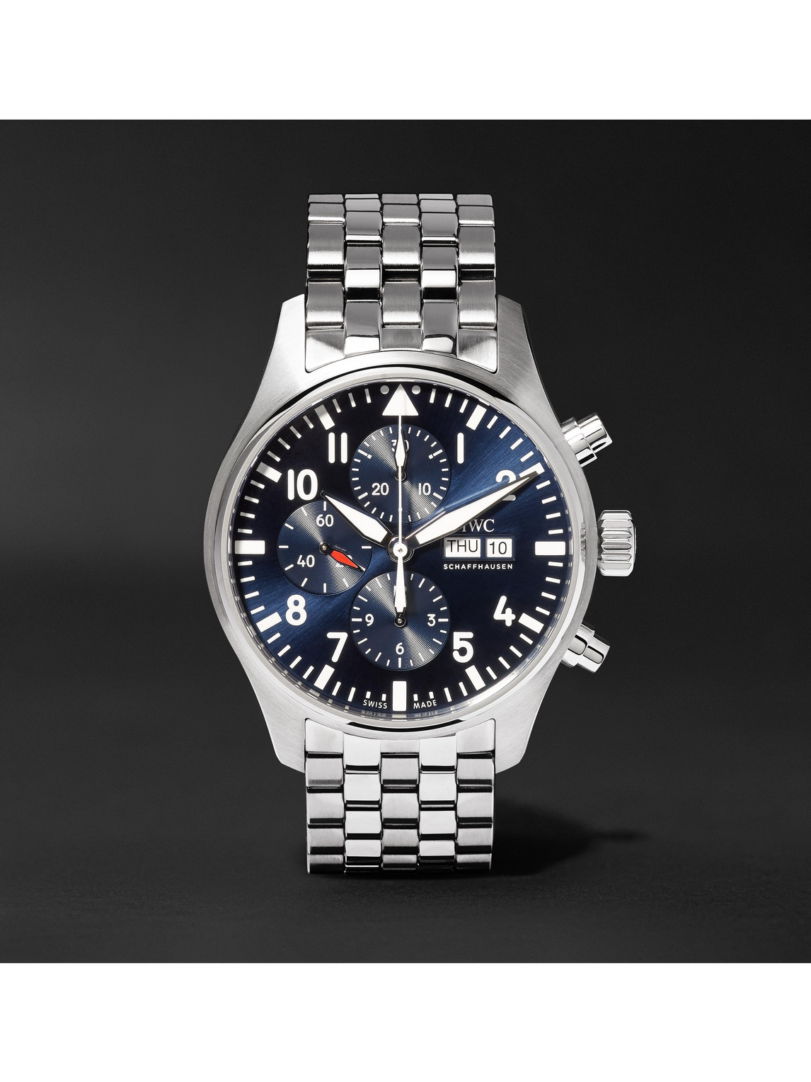 Iwc Schaffhausen Pilot's Le Petit Prince Edition Chronograph 43mm Stainless Steel Watch, Ref. No. Iw377717 In Blue