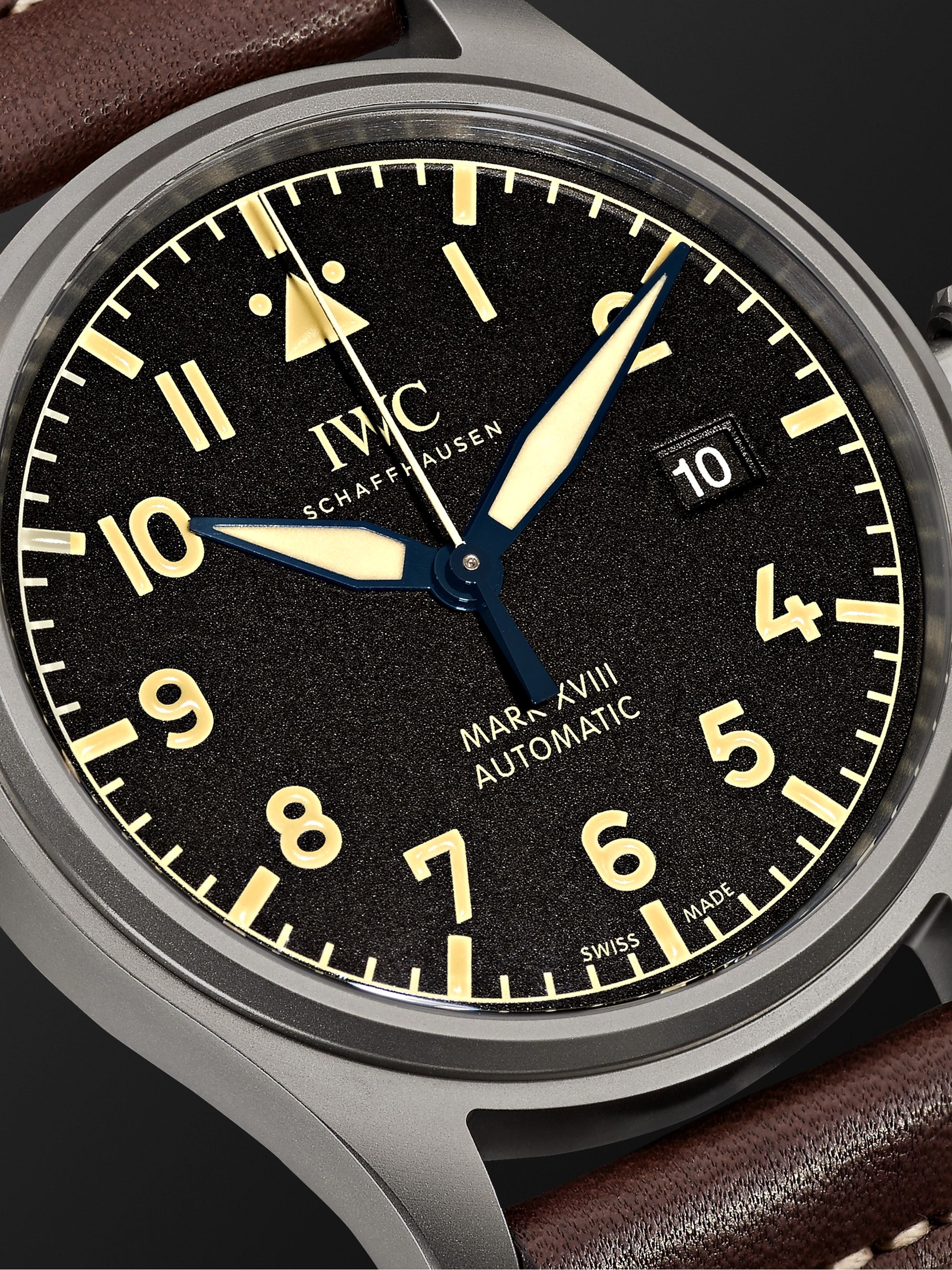 IWC SCHAFFHAUSEN Pilot's Mark XVIII Heritage Automatic 40mm Titanium and Leather Watch, Ref. No. IW327006