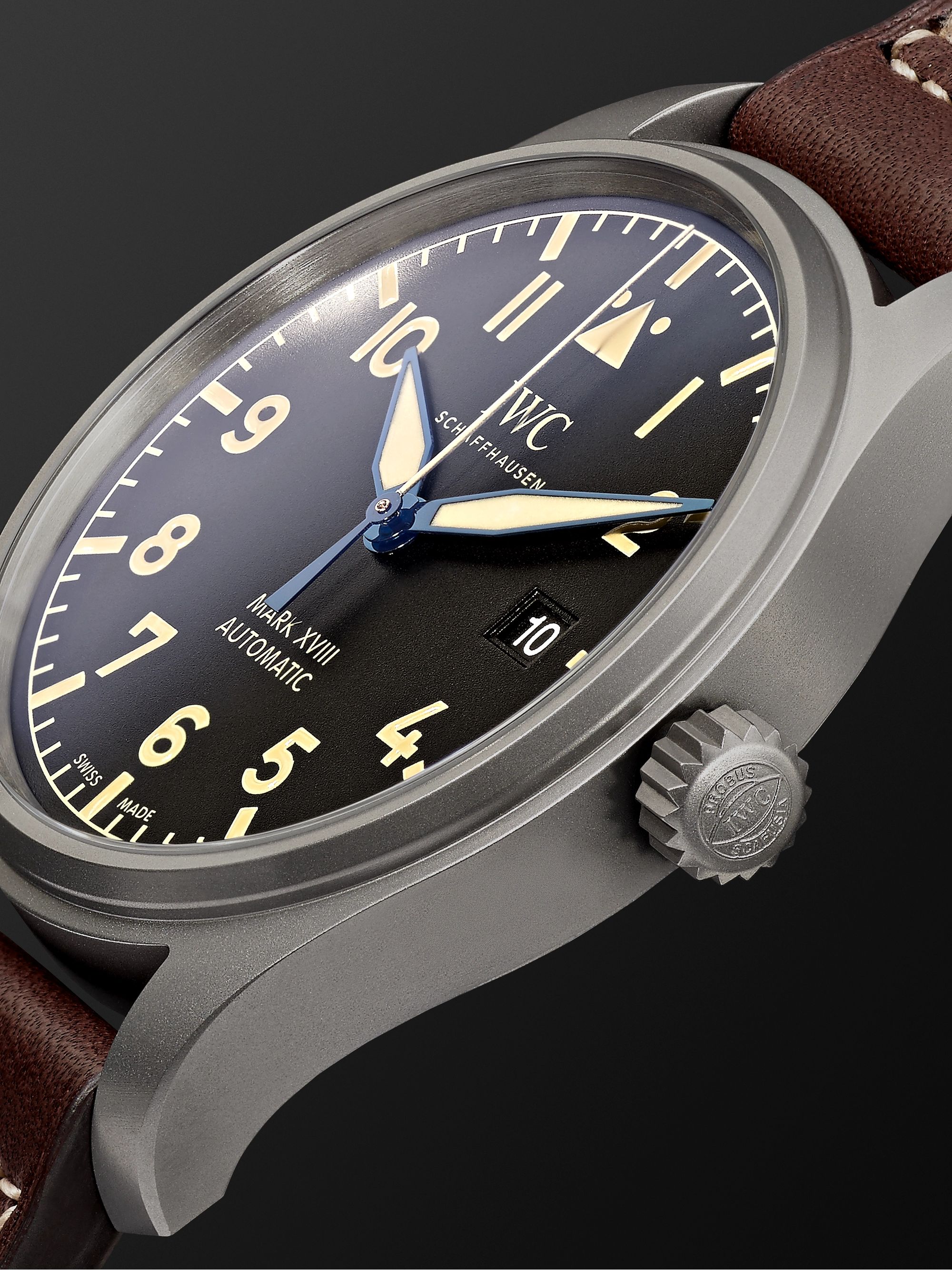 IWC SCHAFFHAUSEN Pilot's Mark XVIII Heritage Automatic 40mm Titanium and Leather Watch, Ref. No. IW327006