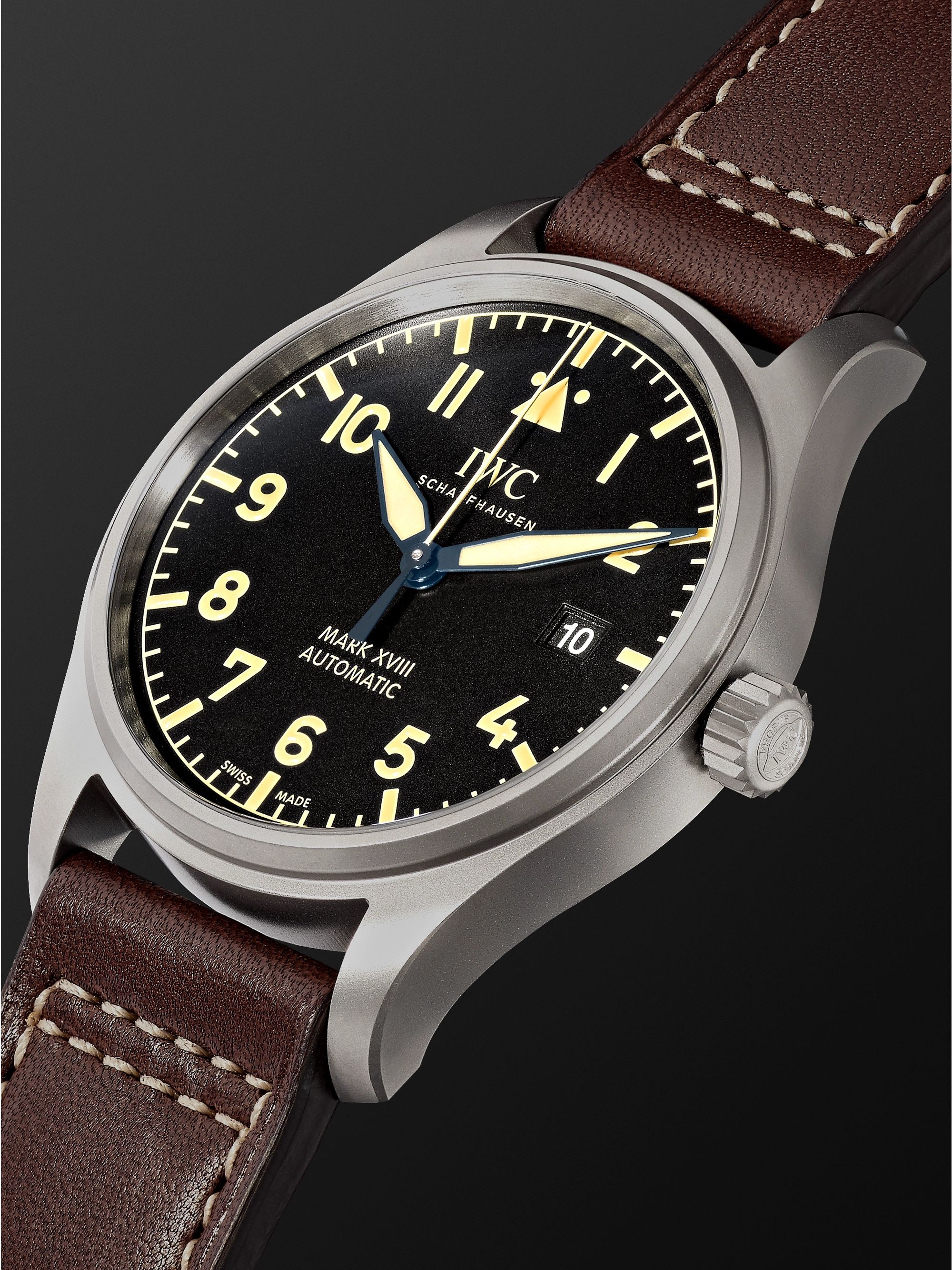IWC SCHAFFHAUSEN Pilot's Mark XVIII Heritage Automatic 40mm Titanium and Leather Watch, Ref. No. IW327006