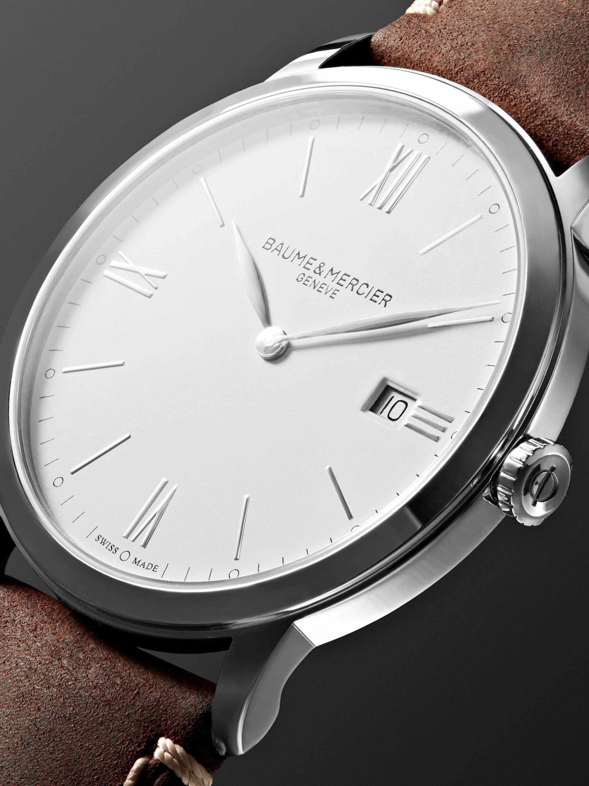 BAUME & MERCIER My Classima 40mm Stainless Steel and Leather Watch, Ref. No. 10389