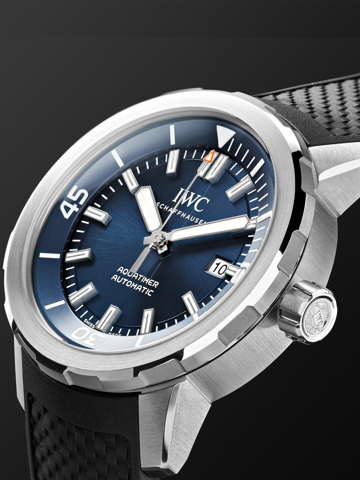 Shop Iwc Schaffhausen Aquatimer Expedition Jacques-yves Cousteau Automatic 42mm Stainless Steel And Rubber Watch, Ref. No. In Blue