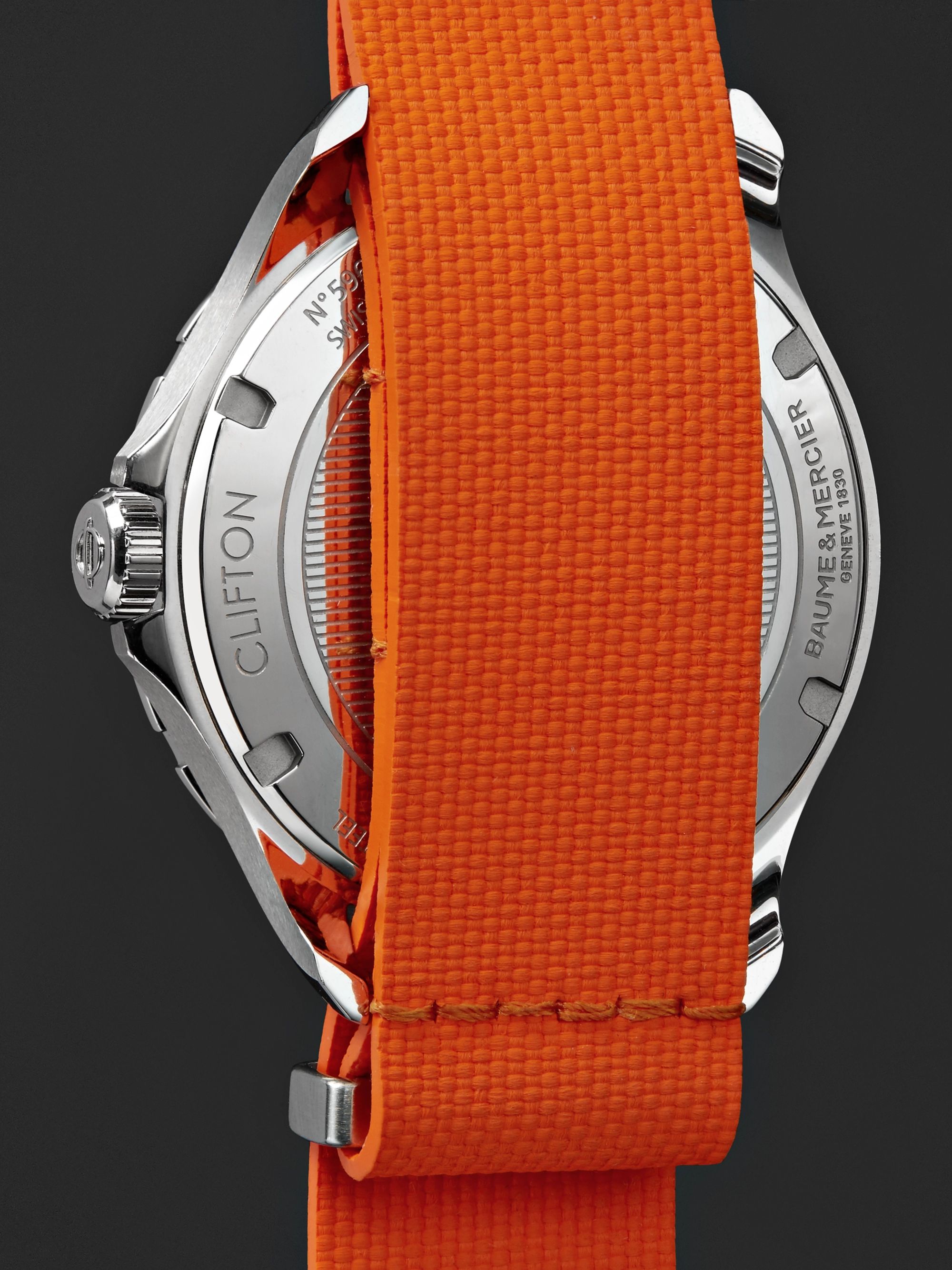 BAUME & MERCIER Clifton Club Automatic 42mm Stainless Steel and Rubber NATO Watch, Ref. No. 10405
