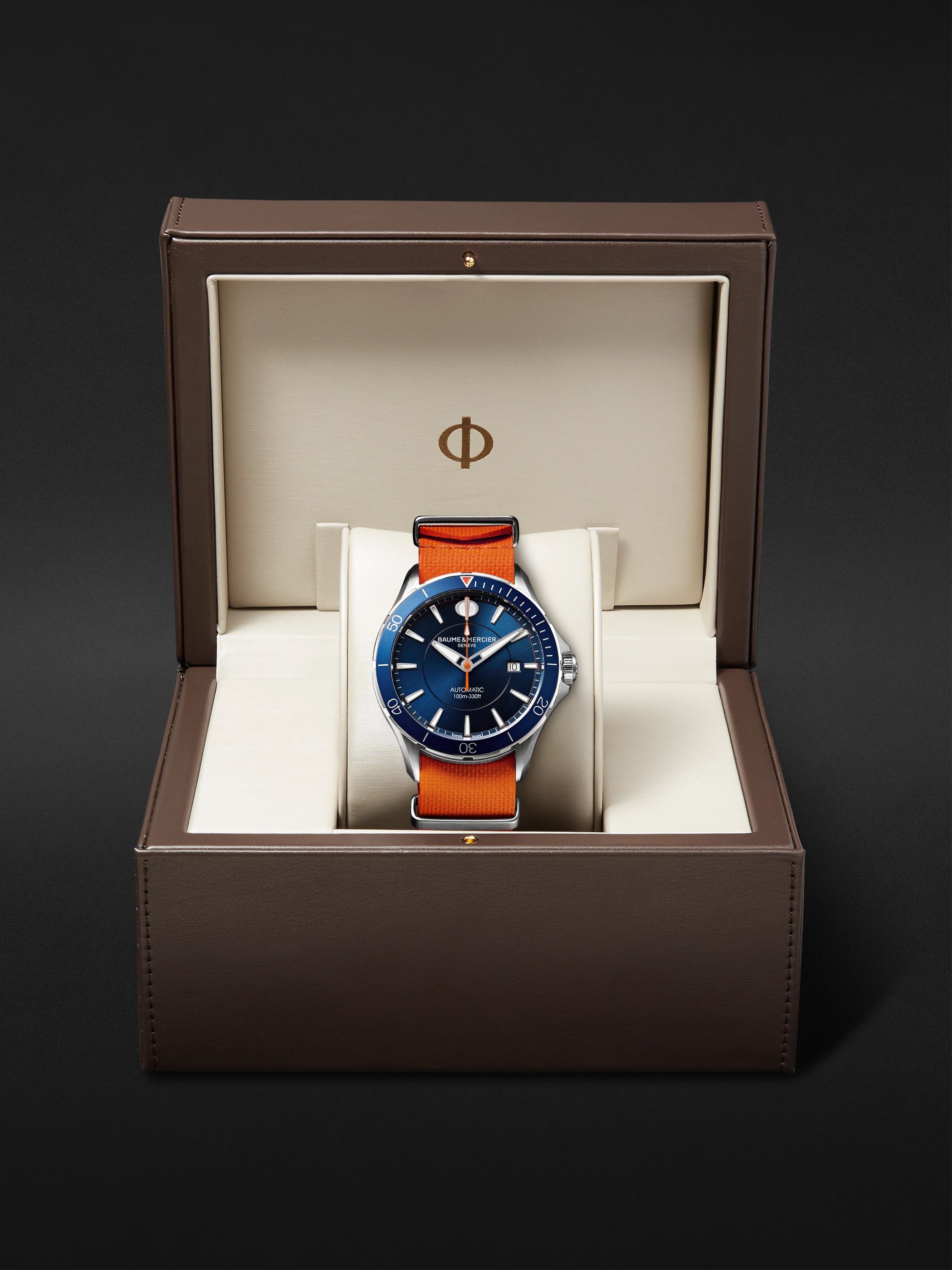 BAUME & MERCIER Clifton Club Automatic 42mm Stainless Steel and Rubber NATO Watch, Ref. No. 10405
