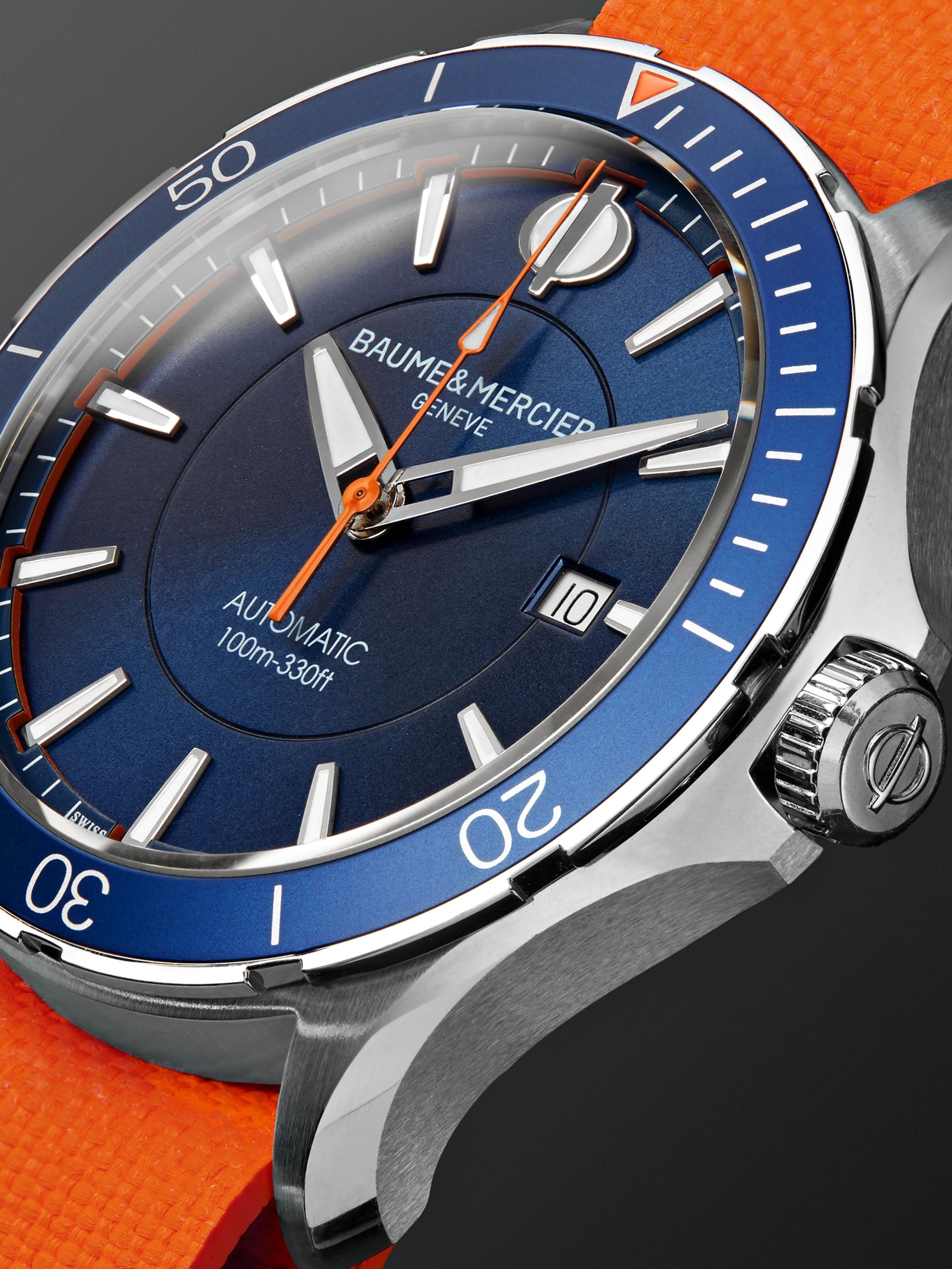 BAUME & MERCIER Clifton Club Automatic 42mm Stainless Steel and Rubber NATO Watch, Ref. No. 10405