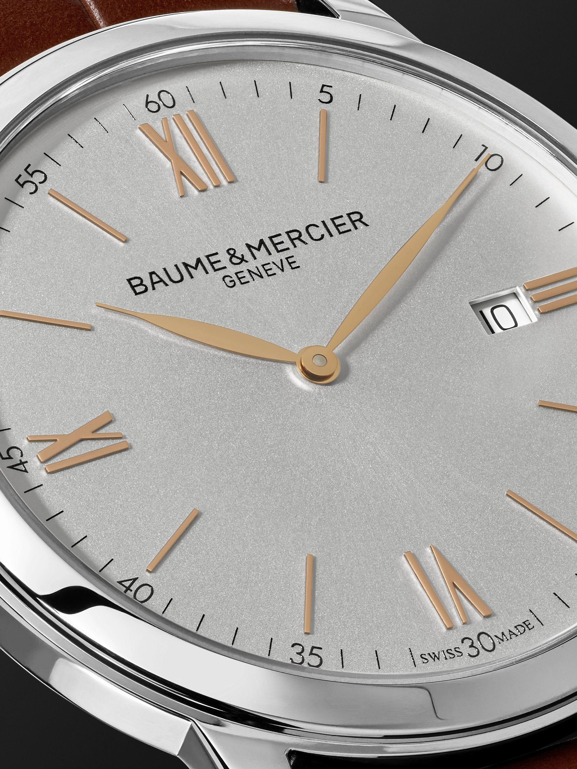 BAUME & MERCIER Classima 42mm Stainless Steel and Croc-Effect Leather Watch, Ref. No. 10415
