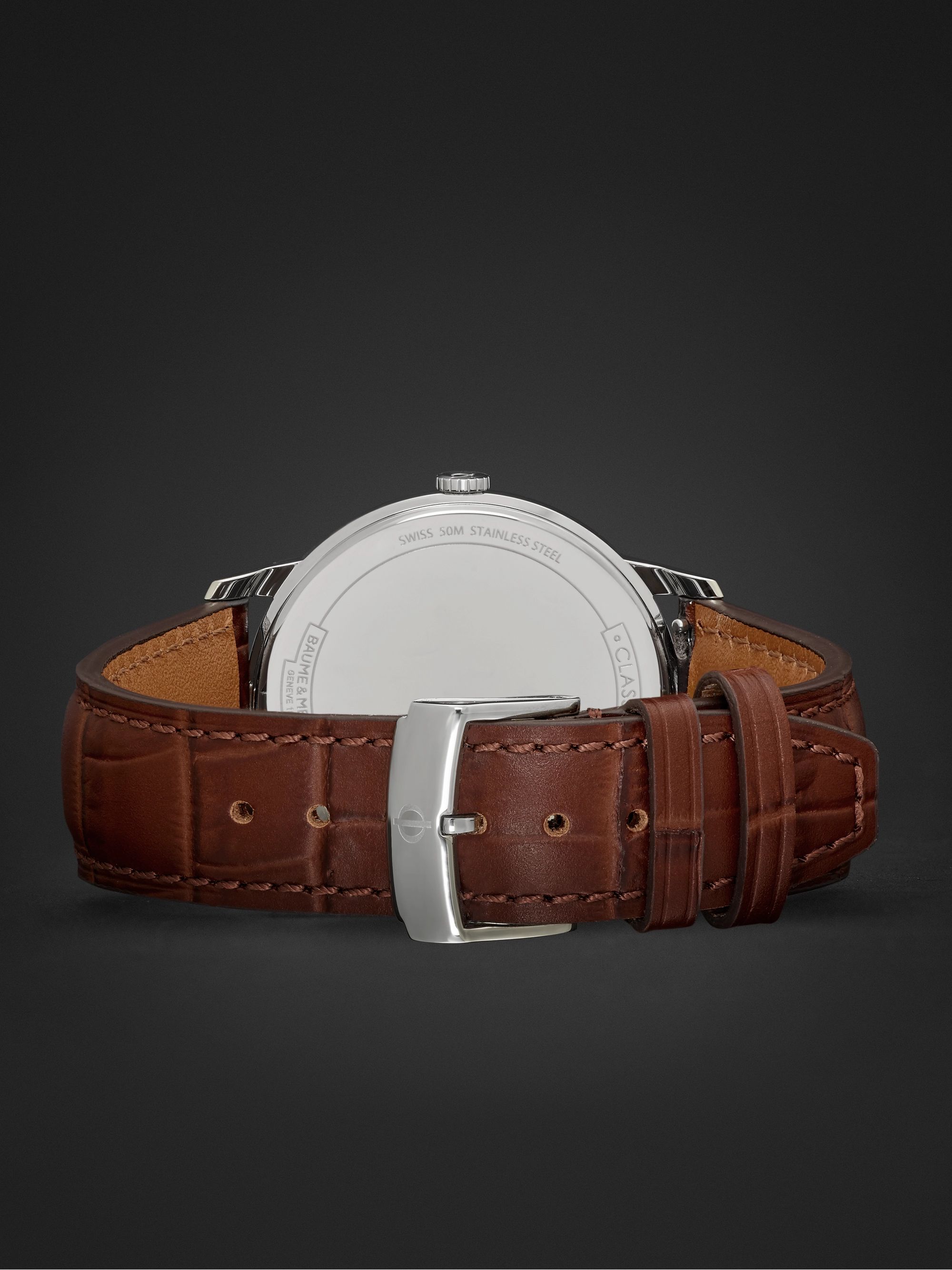 BAUME & MERCIER Classima 42mm Stainless Steel and Croc-Effect Leather Watch, Ref. No. 10415
