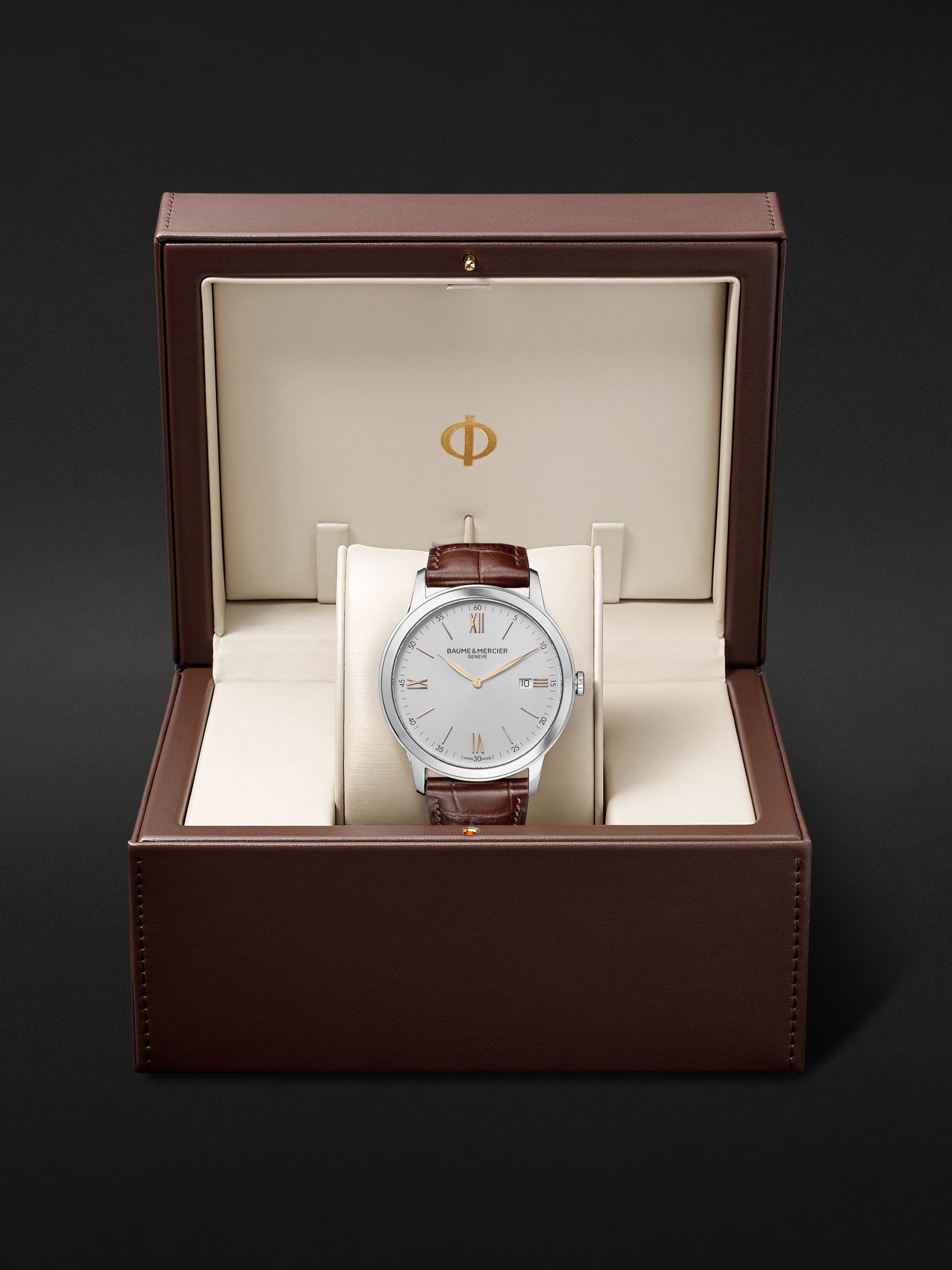 BAUME & MERCIER Classima 42mm Stainless Steel and Croc-Effect Leather Watch, Ref. No. 10415
