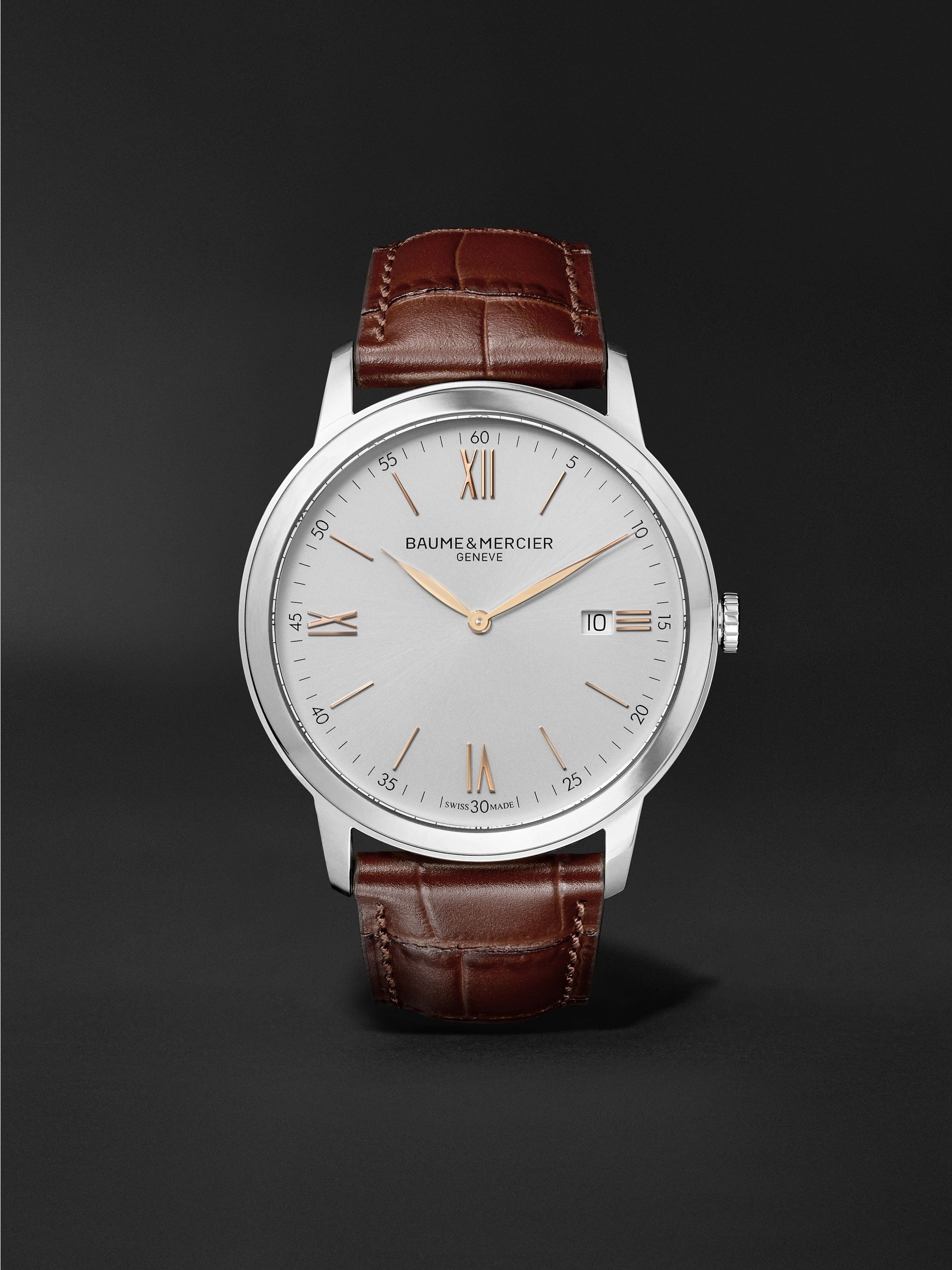 BAUME & MERCIER Classima 42mm Stainless Steel and Croc-Effect Leather Watch, Ref. No. 10415