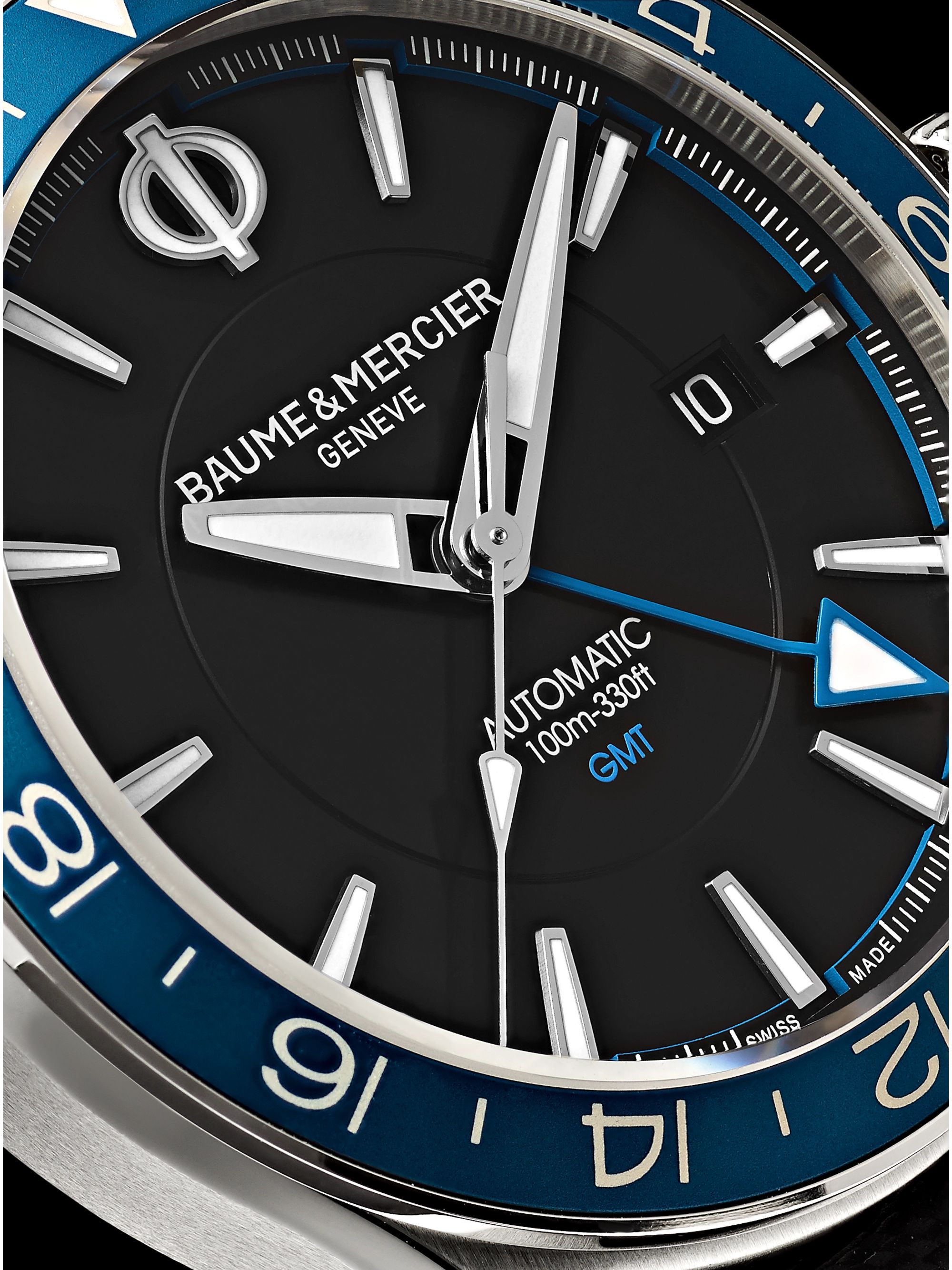 BAUME & MERCIER Clifton Club Automatic Dual Time 42mm Stainless Steel and Leather Watch, Ref. No. 10486