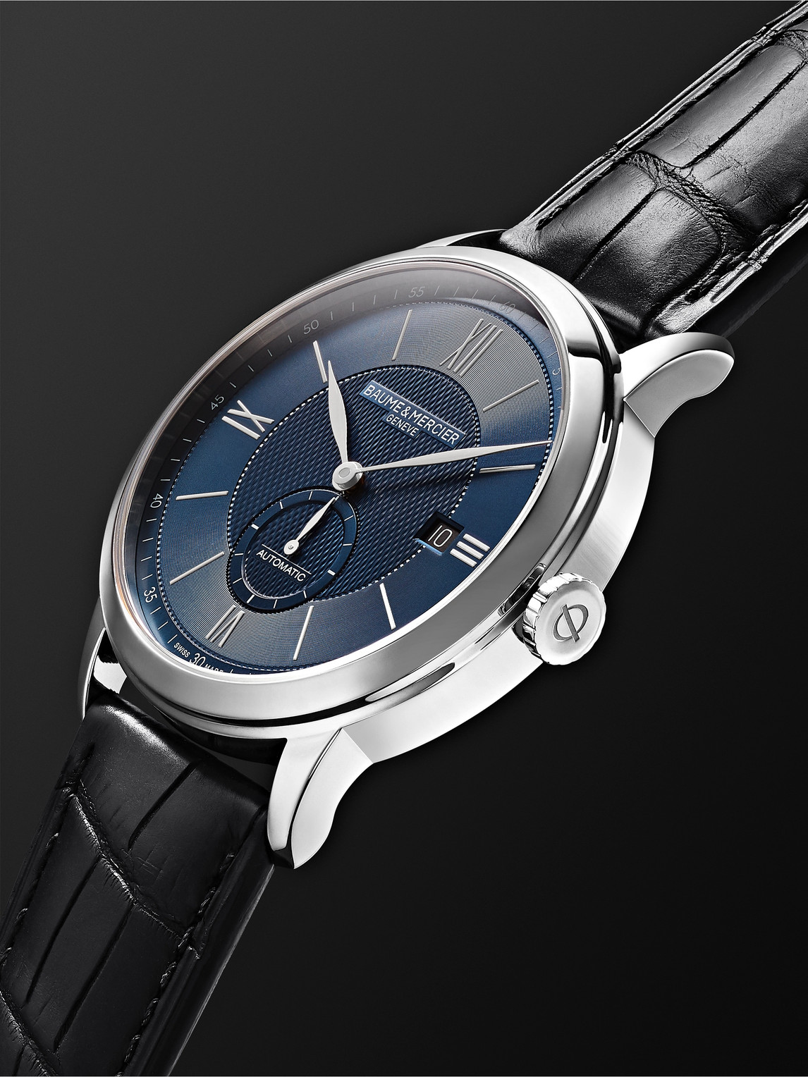  Baume & Mercier - Classima Automatic 42mm Stainless Steel And Alligator Watch, Ref. No. 10480 - Men - Blue 
