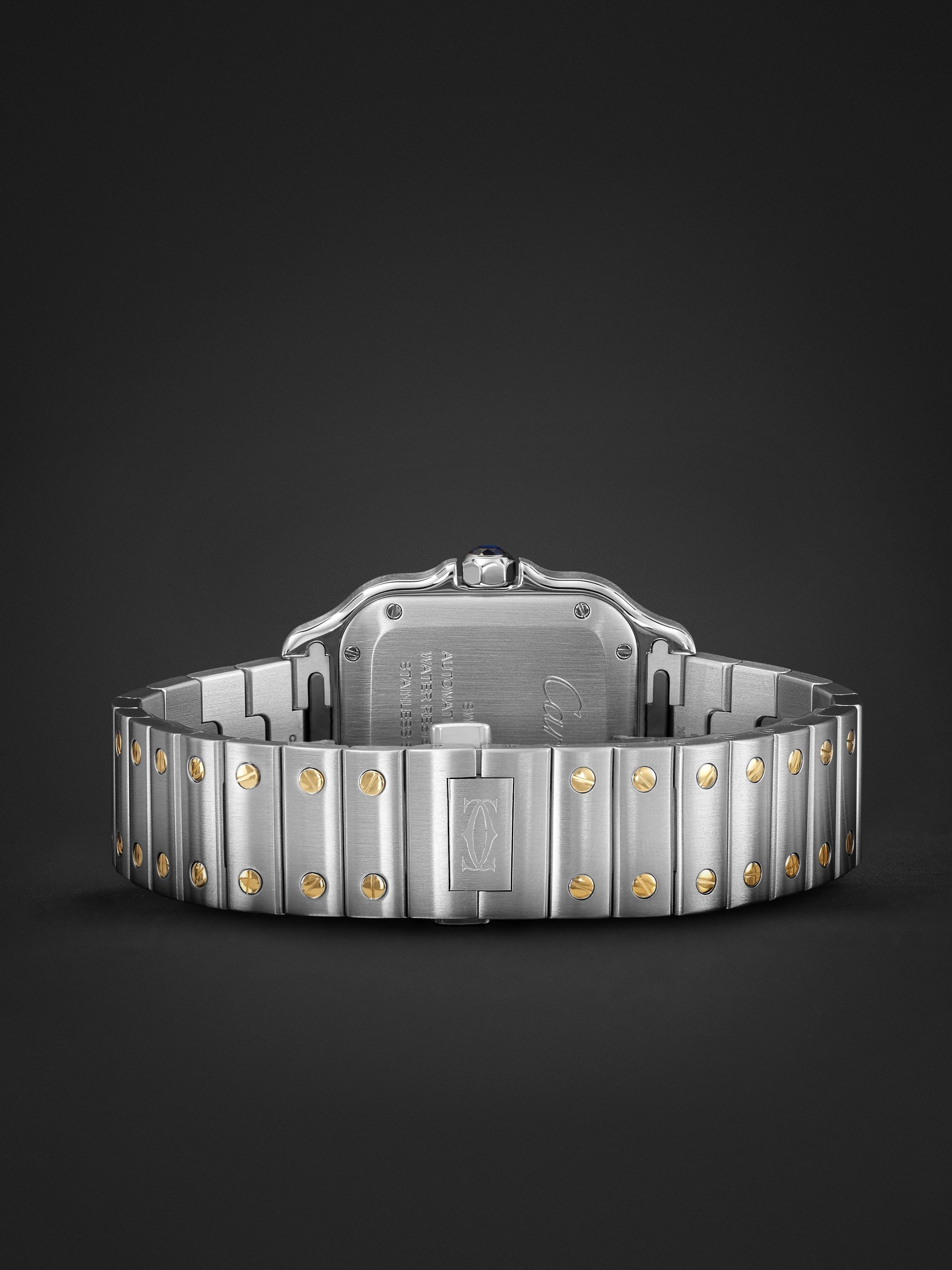 CARTIER Santos Automatic 39.8mm 18-Karat Gold Interchangeable Stainless Steel and Leather Watch, Ref. No. W2SA0006