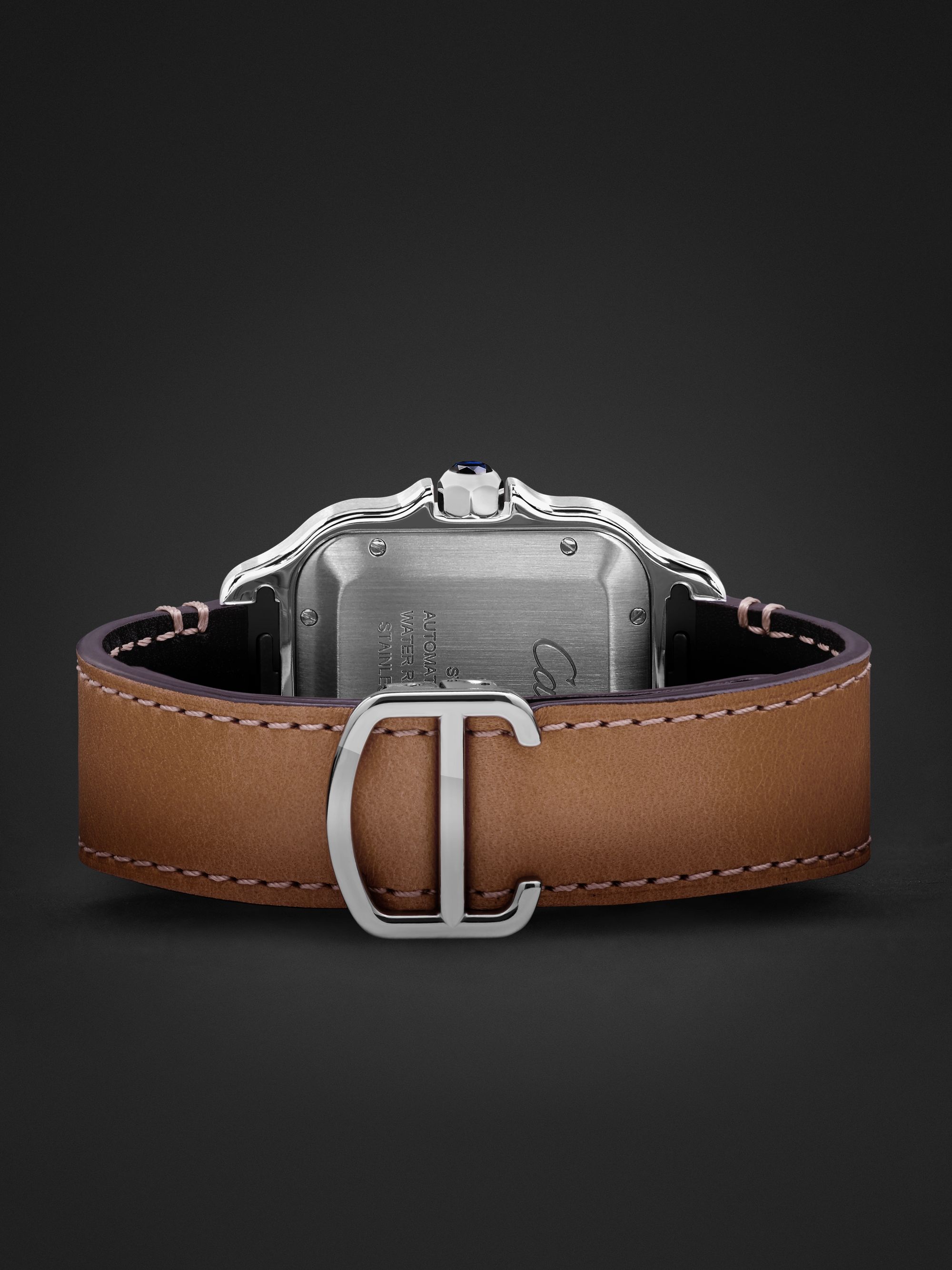 CARTIER Santos Automatic 39.8mm 18-Karat Gold Interchangeable Stainless Steel and Leather Watch, Ref. No. W2SA0006
