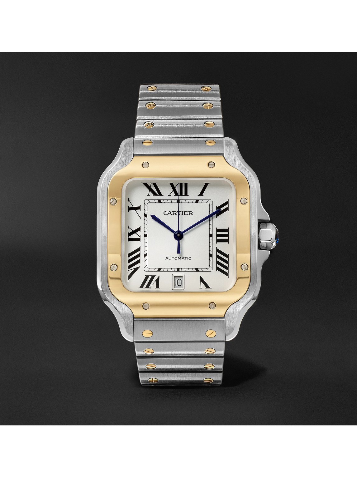 Cartier Santos Automatic 39.8mm 18-karat Gold Interchangeable Stainless Steel And Leather Watch, Ref. No. W2 In White
