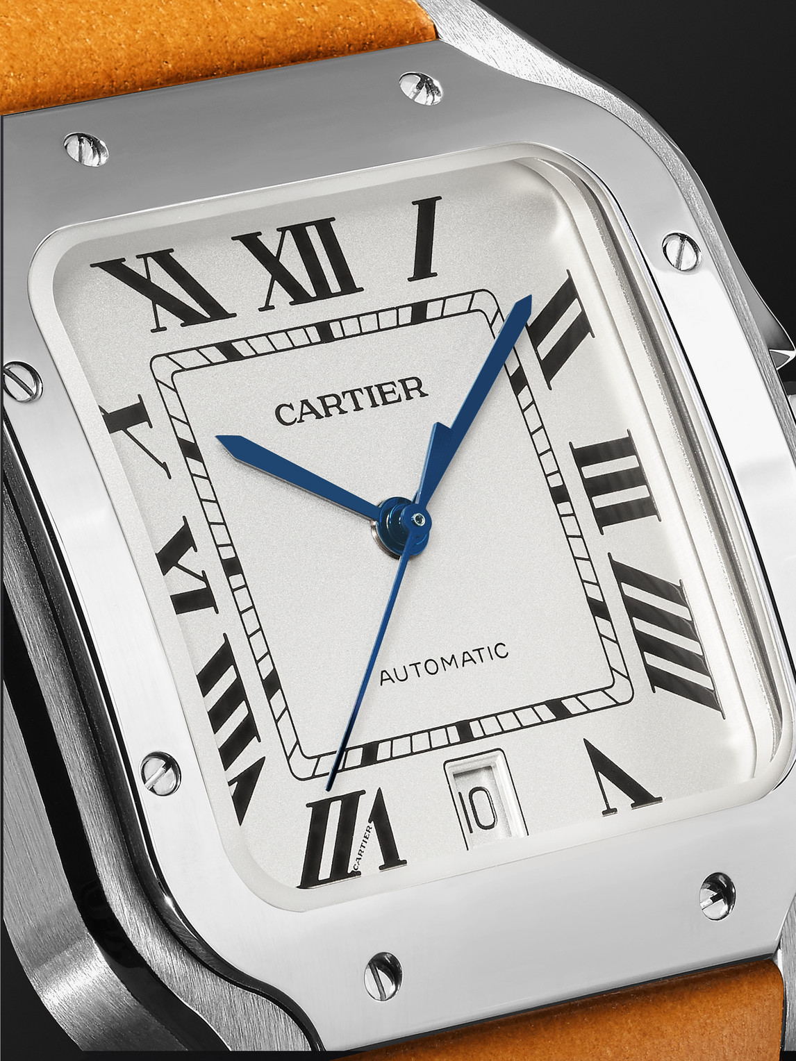 Shop Cartier Santos 39.8mm Interchangeable Stainless Steel And Leather Watch, Ref. No. Crwssa0018 In Silver