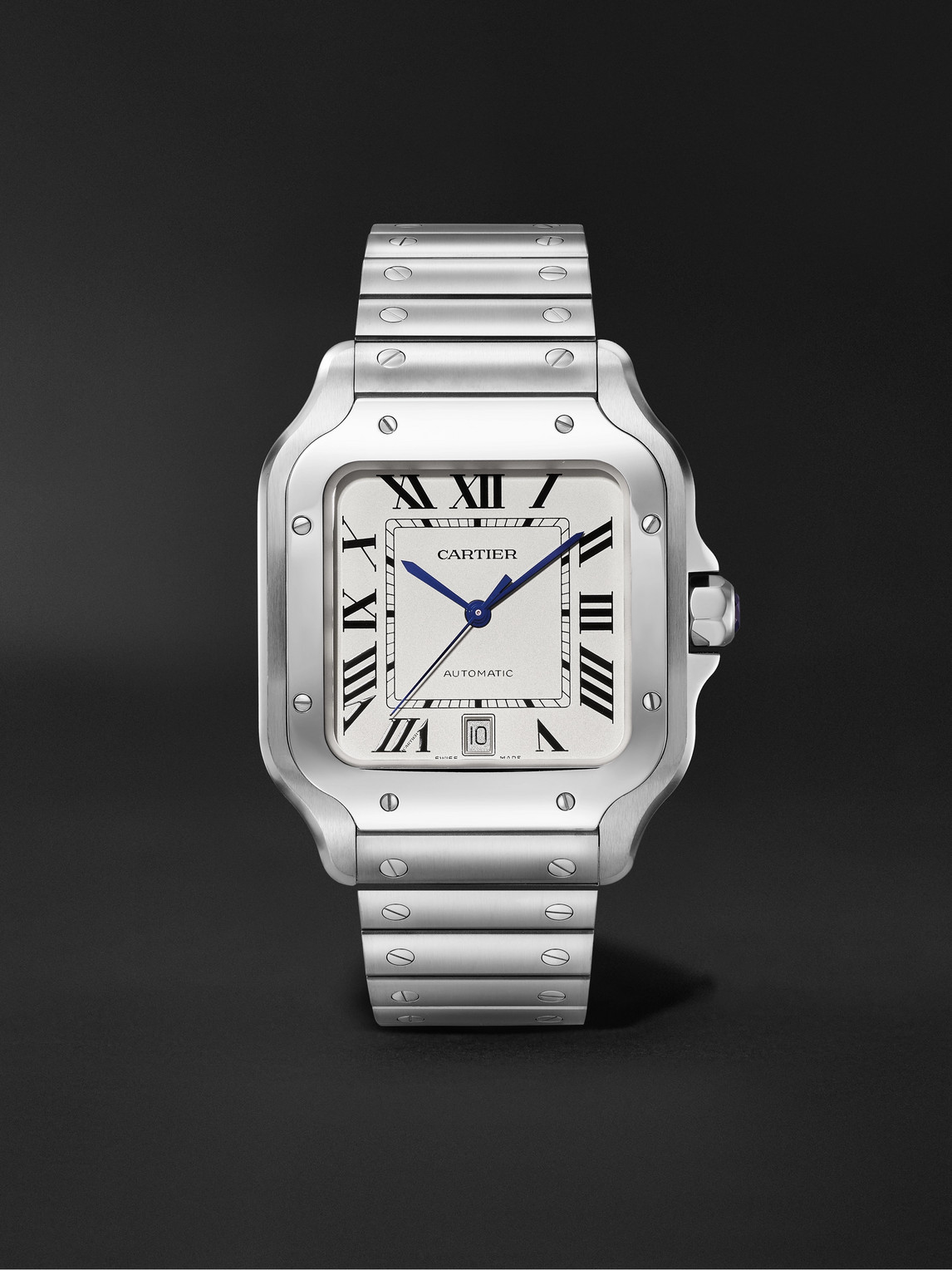 Cartier Santos 39.8mm Interchangeable Stainless Steel and Leather Watch, Ref. No. CRWSSA0018 - Men