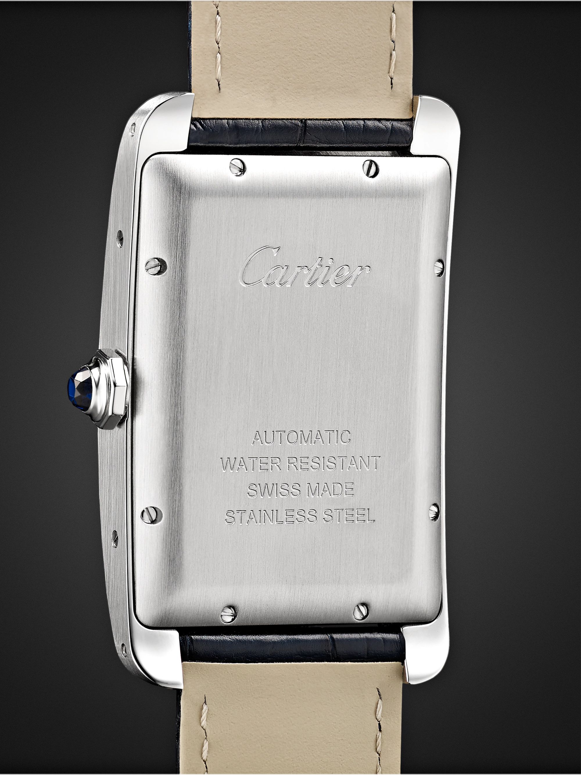 CARTIER Tank Américaine Automatic 45mm Steel and Alligator Watch, Ref. No. CRWSTA0018