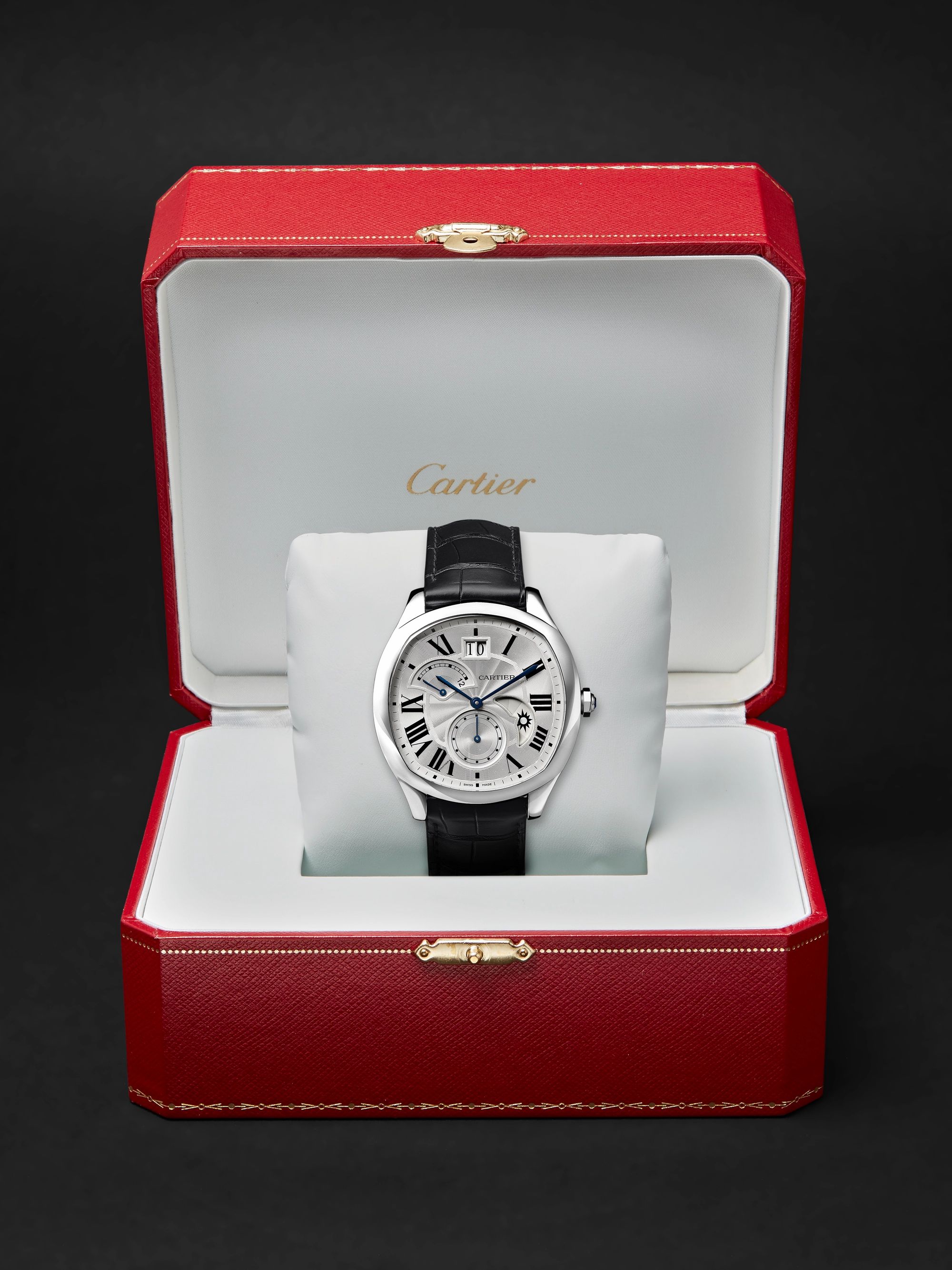 CARTIER Drive de Cartier Automatic 40mm Steel and Alligator Watch, Ref. No. CRWSNM0005