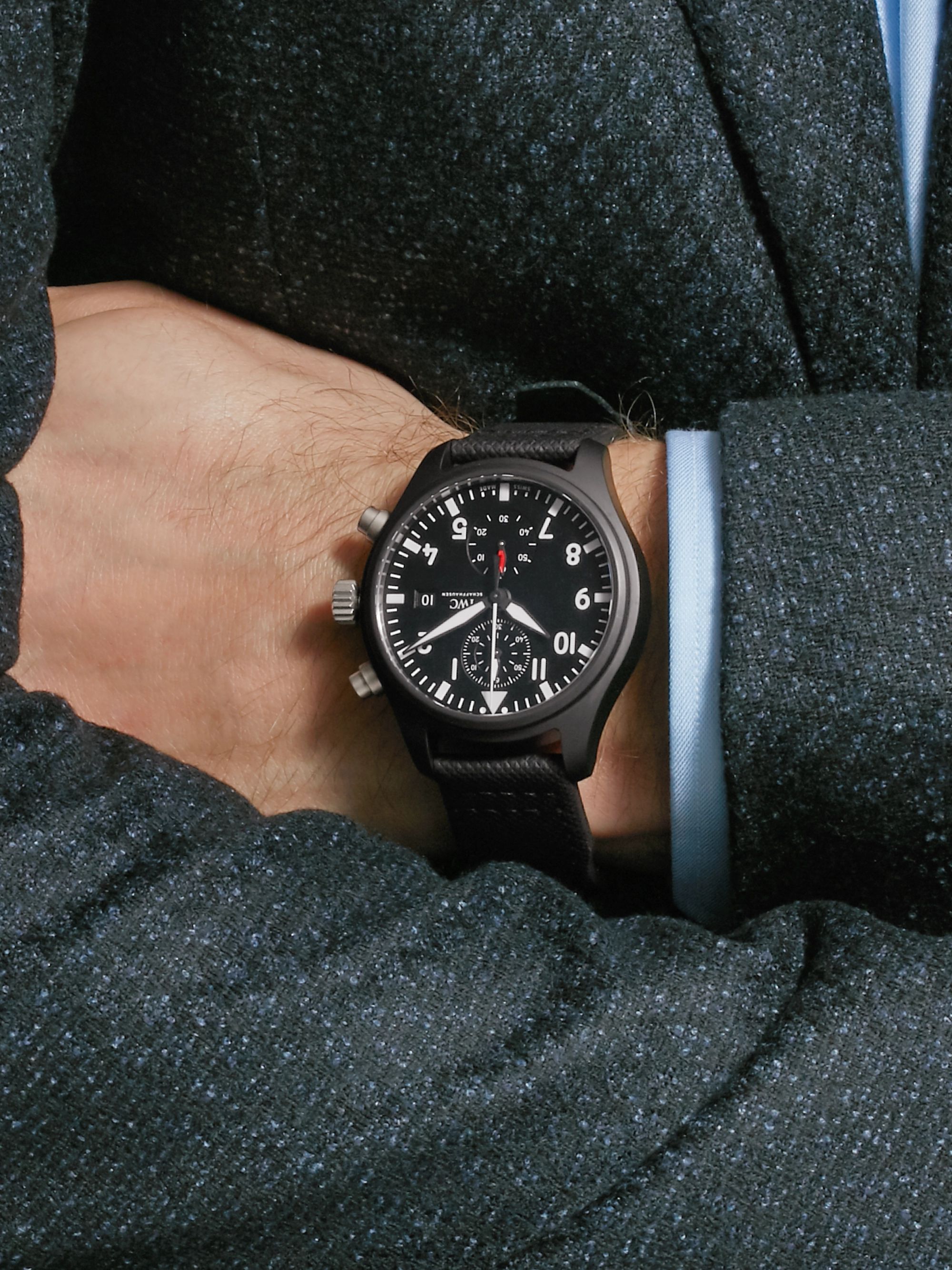 Pilot's TOP GUN Automatic Chronograph 44mm Ceramic and Leather Watch, Ref. No. IW389001