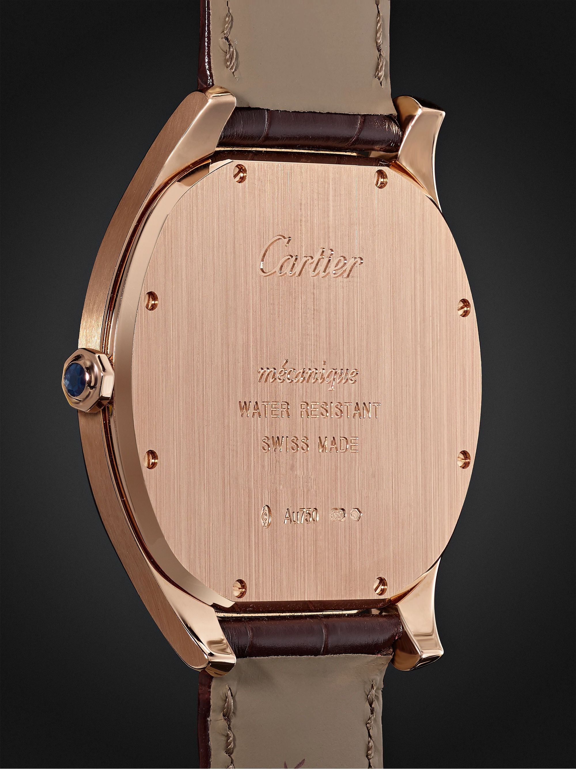 CARTIER Drive de Cartier Hand-Wound 18-Karat Pink Gold and Alligator Watch, Ref. No. CRWGNM0006