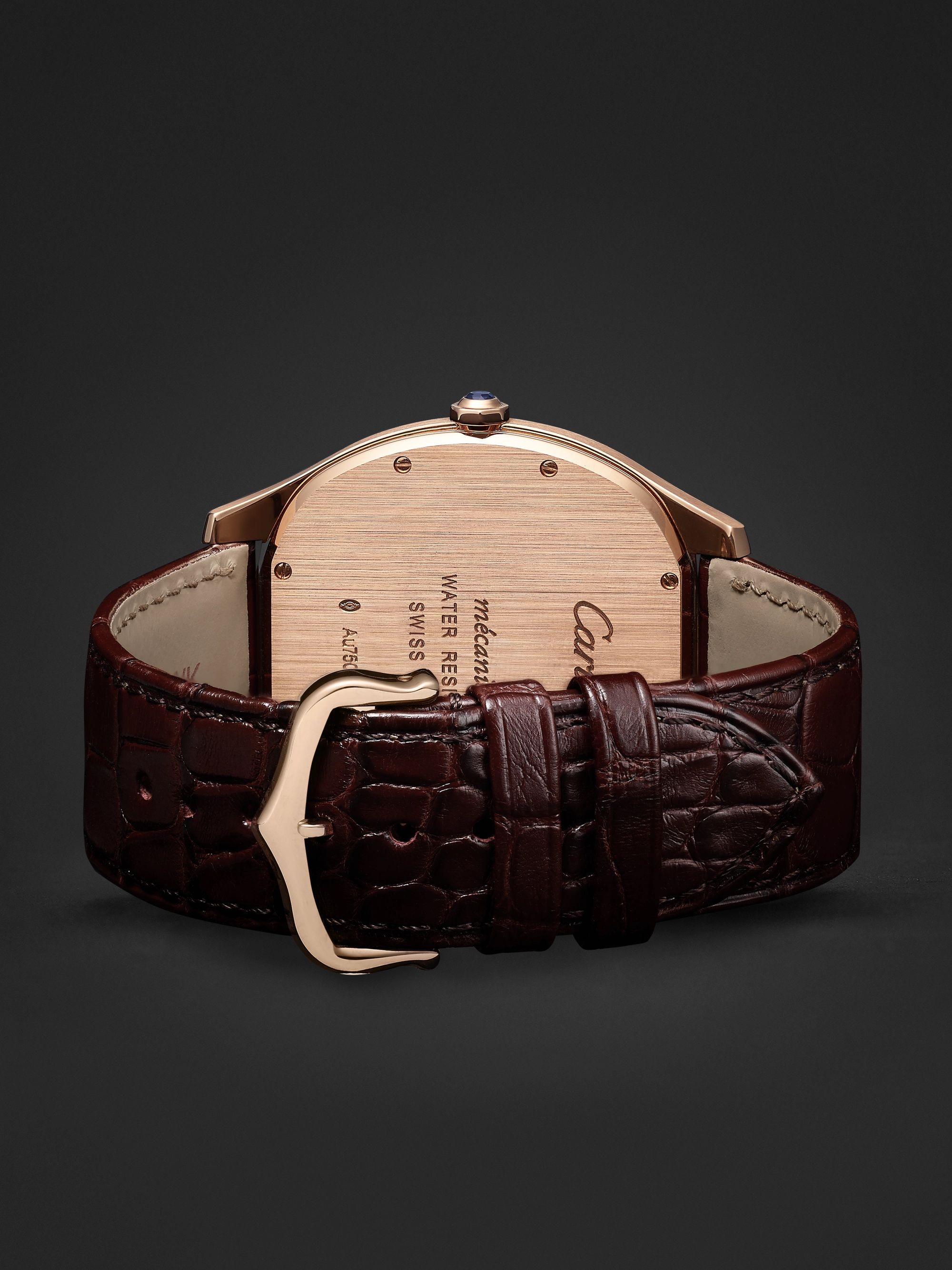 CARTIER Drive de Cartier Hand-Wound 18-Karat Pink Gold and Alligator Watch, Ref. No. CRWGNM0006
