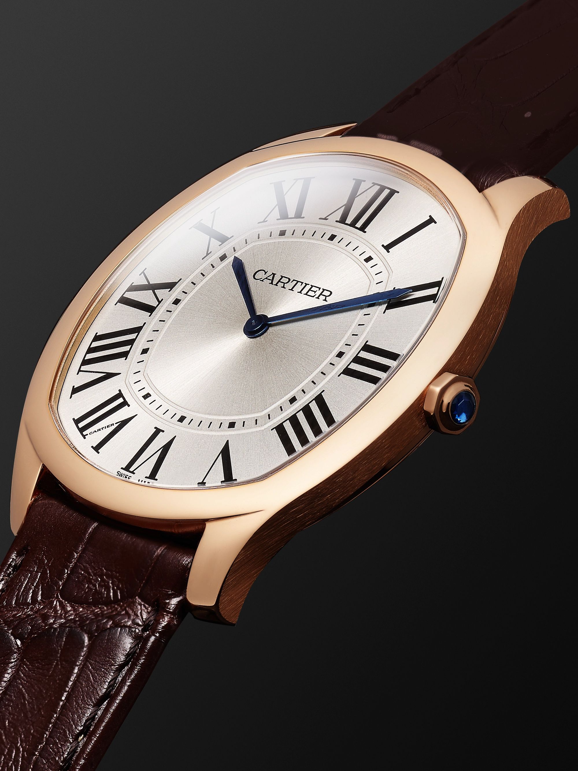 CARTIER Drive de Cartier Hand-Wound 18-Karat Pink Gold and Alligator Watch, Ref. No. CRWGNM0006