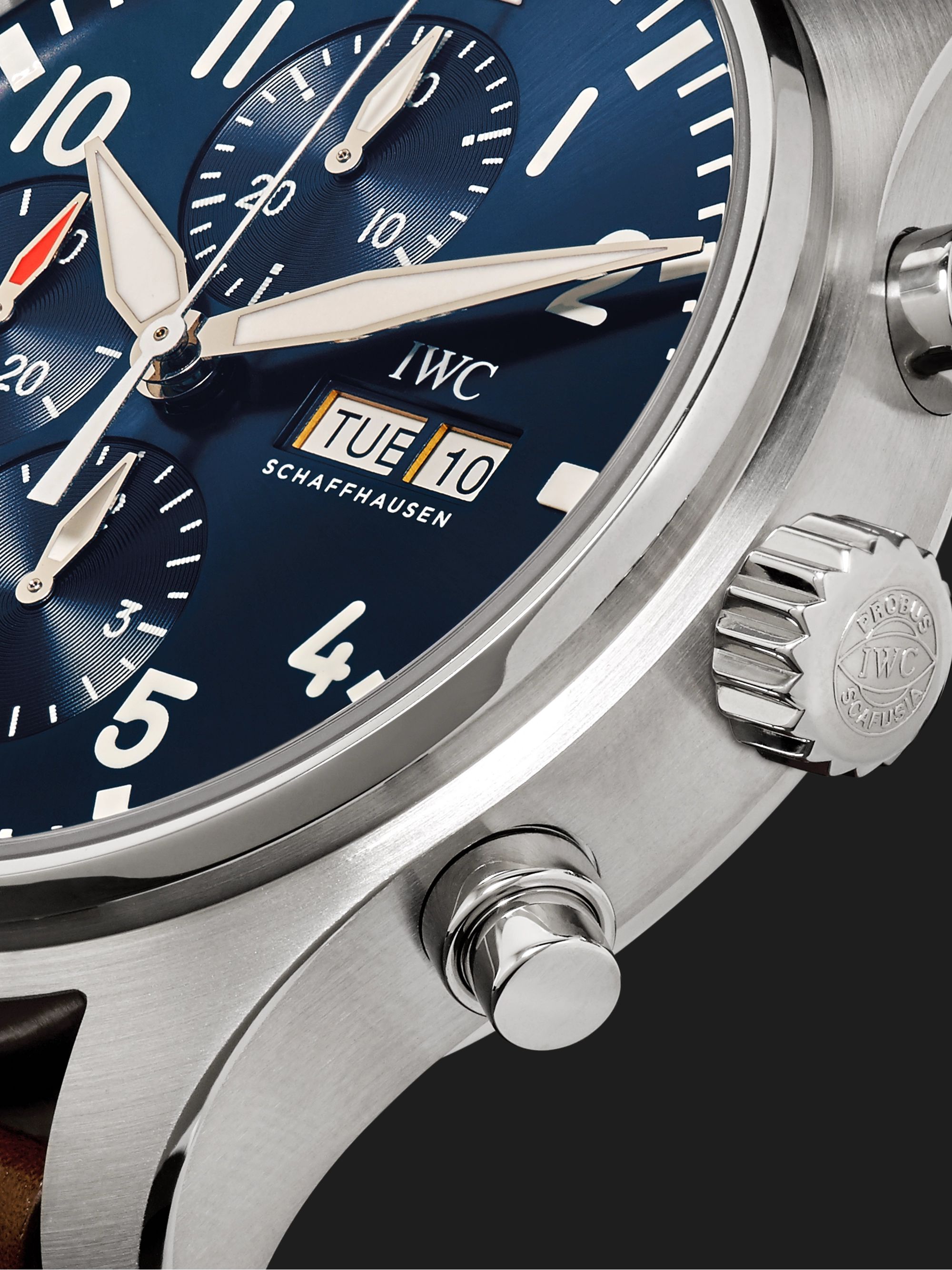 IWC SCHAFFHAUSEN Pilot's Le Petit Prince Edition Automatic Chronograph 43mm Stainless Steel and Leather Watch, Ref. No. IW377714