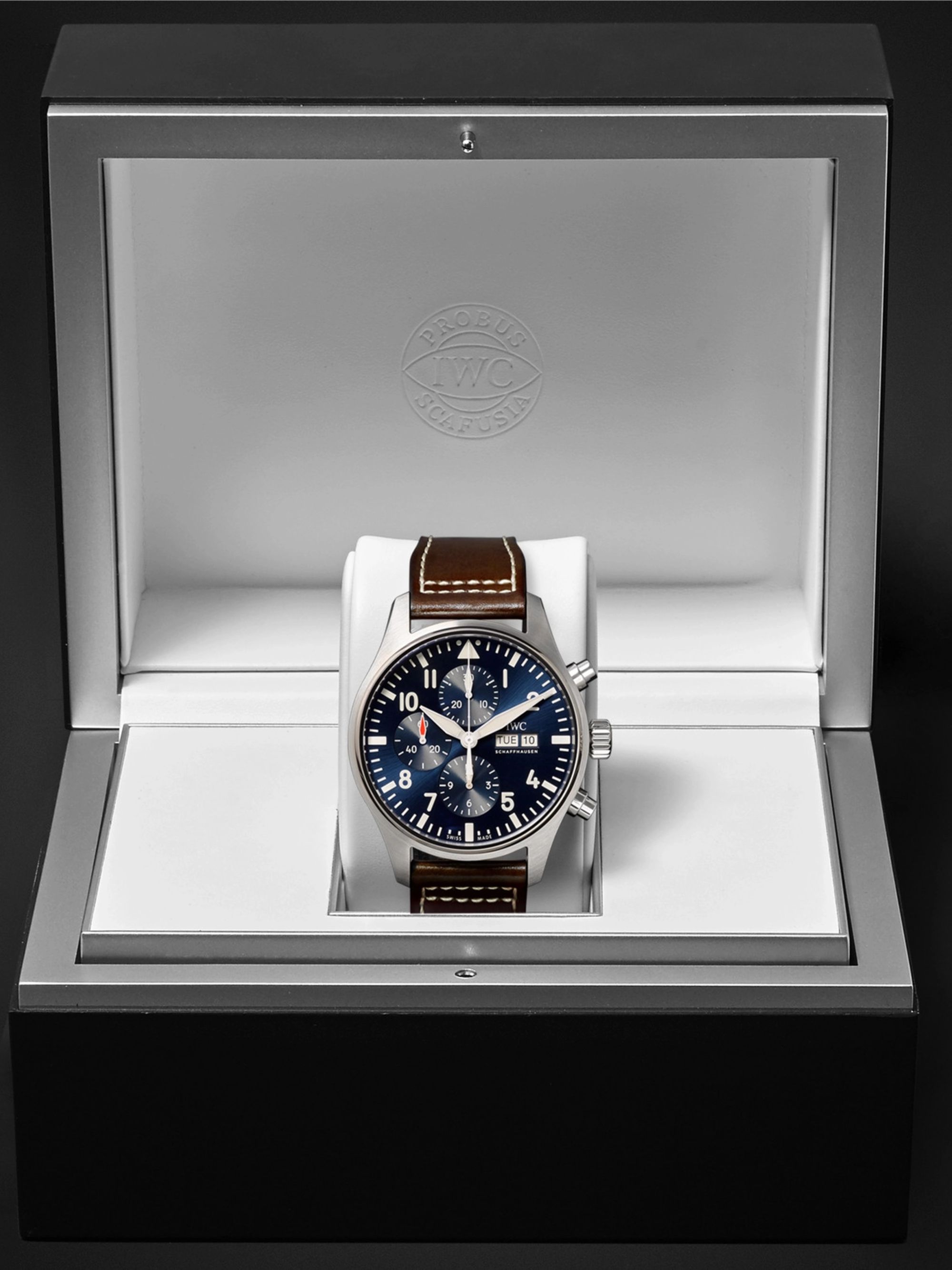 IWC SCHAFFHAUSEN Pilot's Le Petit Prince Edition Automatic Chronograph 43mm Stainless Steel and Leather Watch, Ref. No. IW377714