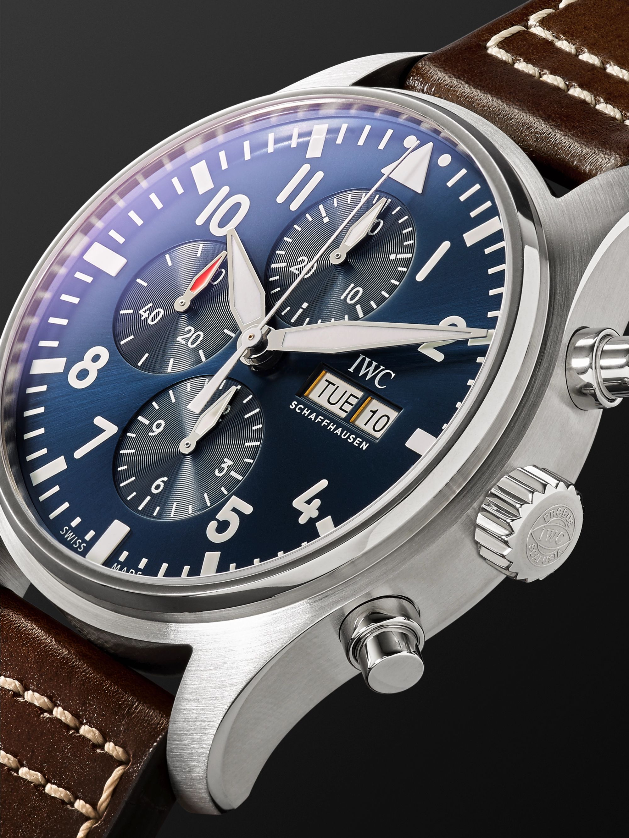 IWC SCHAFFHAUSEN Pilot's Le Petit Prince Edition Automatic Chronograph 43mm Stainless Steel and Leather Watch, Ref. No. IW377714