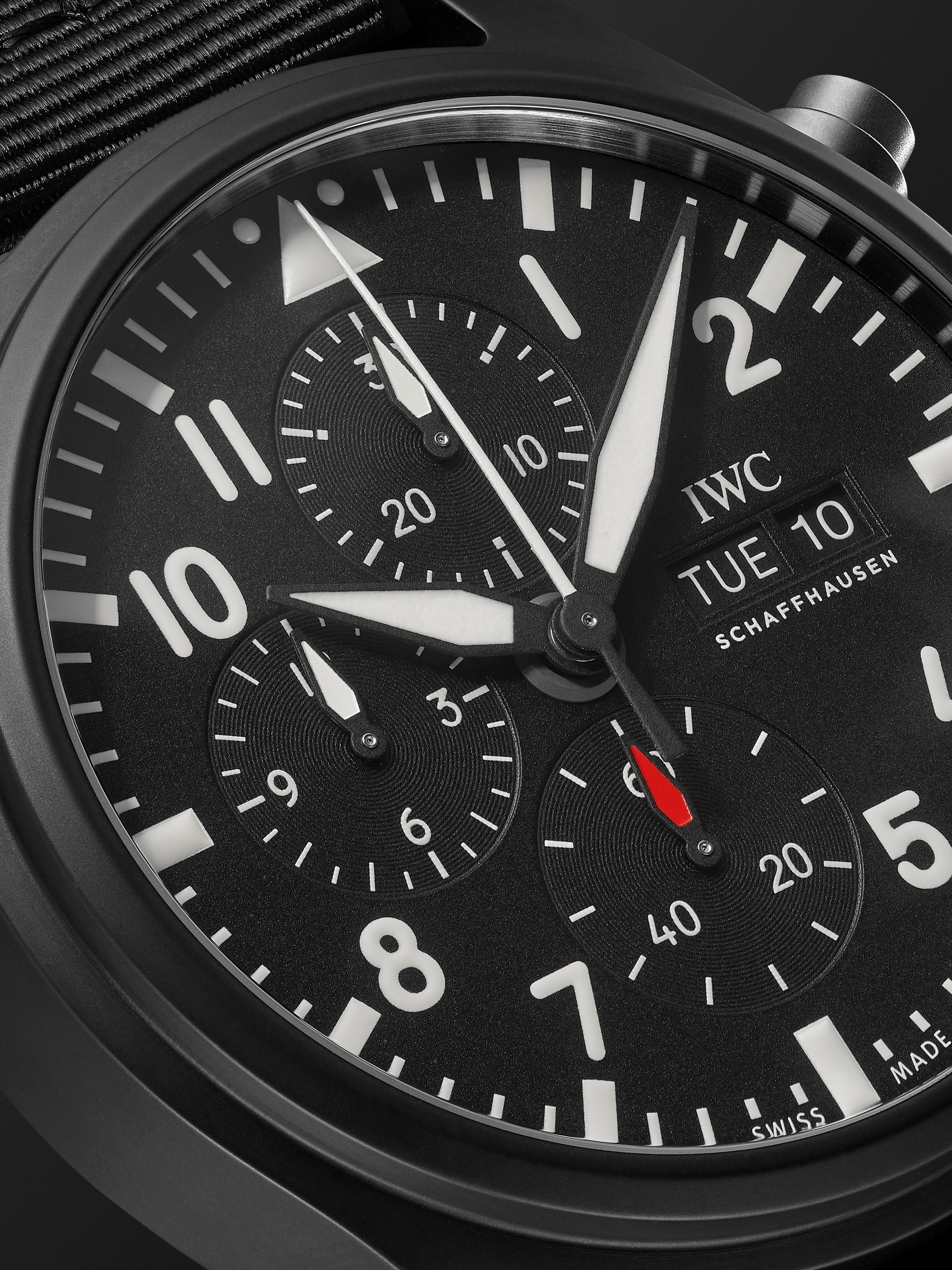 IWC SCHAFFHAUSEN Pilot's TOP GUN Automatic Chronograph 44.5mm Ceramic and Textile Watch, Ref. No. 	IW389101