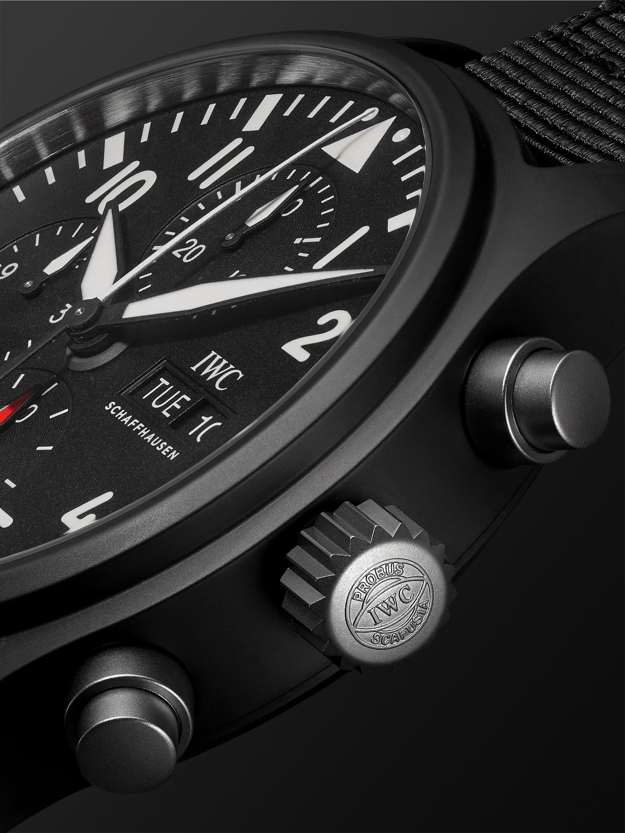 IWC SCHAFFHAUSEN Pilot's TOP GUN Automatic Chronograph 44.5mm Ceramic and Textile Watch, Ref. No. 	IW389101