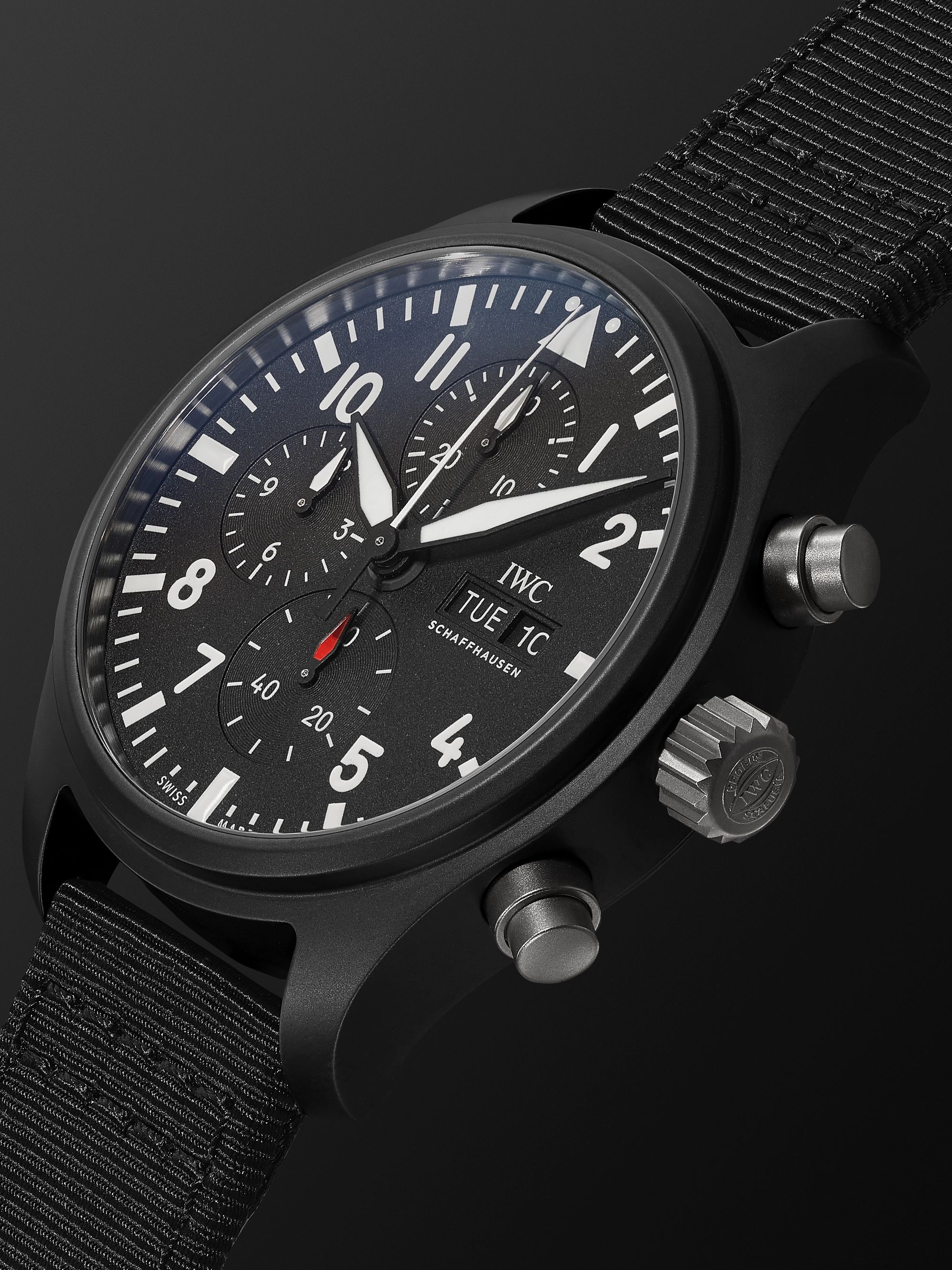IWC SCHAFFHAUSEN Pilot's TOP GUN Automatic Chronograph 44.5mm Ceramic and Textile Watch, Ref. No. 	IW389101