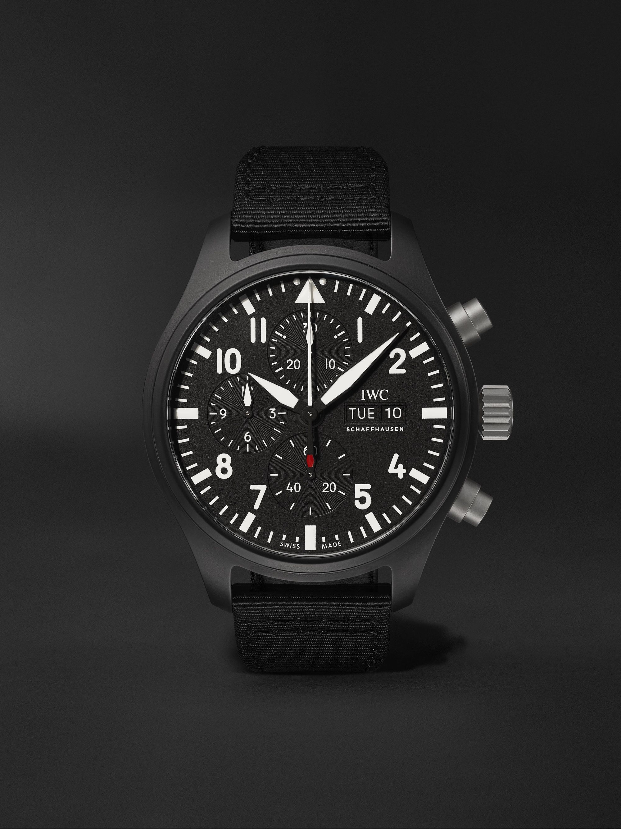 IWC SCHAFFHAUSEN Pilot's TOP GUN Automatic Chronograph 44.5mm Ceramic and Textile Watch, Ref. No. 	IW389101