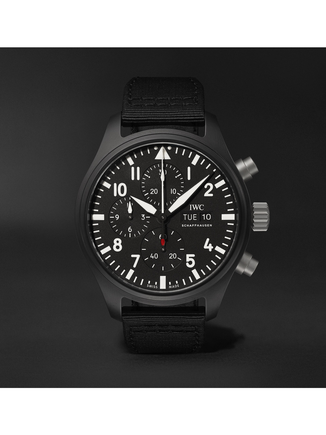 Pilot's TOP GUN Automatic Chronograph 44.5mm Ceramic and Textile Watch, Ref. No. IW389101
