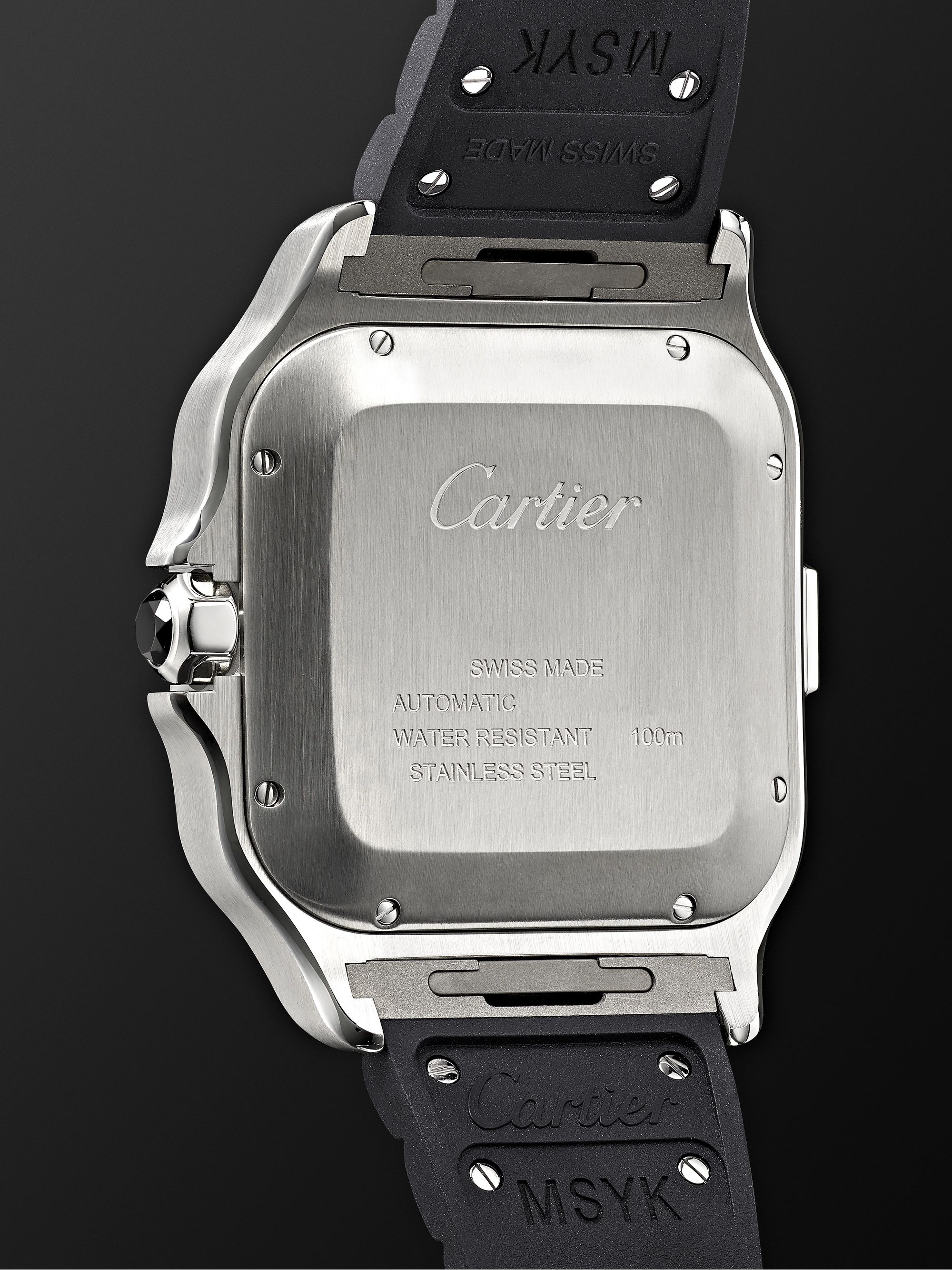 CARTIER Santos de Cartier Automatic Chronograph 43.3mm Interchangeable ADLC-Coated Stainless Steel, Alligator and Rubber Watch, Ref. No. WSSA0017