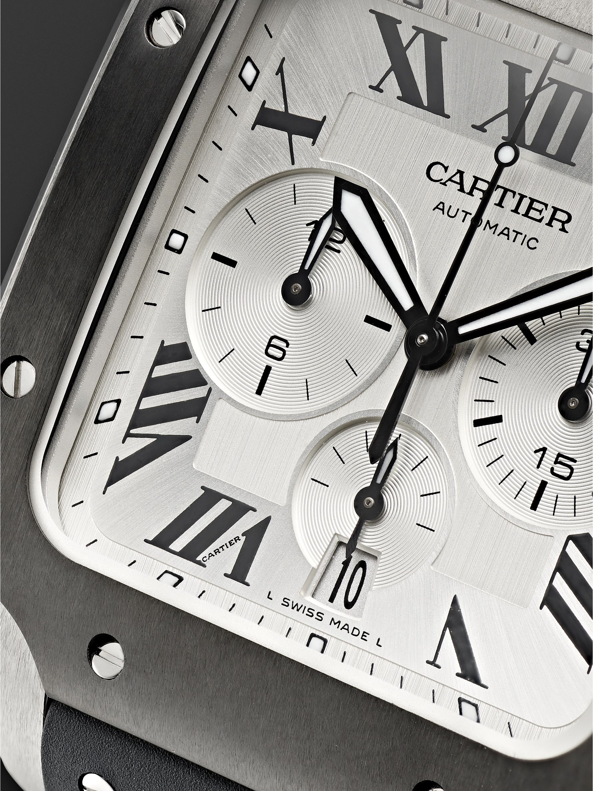 CARTIER Santos de Cartier Automatic Chronograph 43.3mm Interchangeable ADLC-Coated Stainless Steel, Alligator and Rubber Watch, Ref. No. WSSA0017