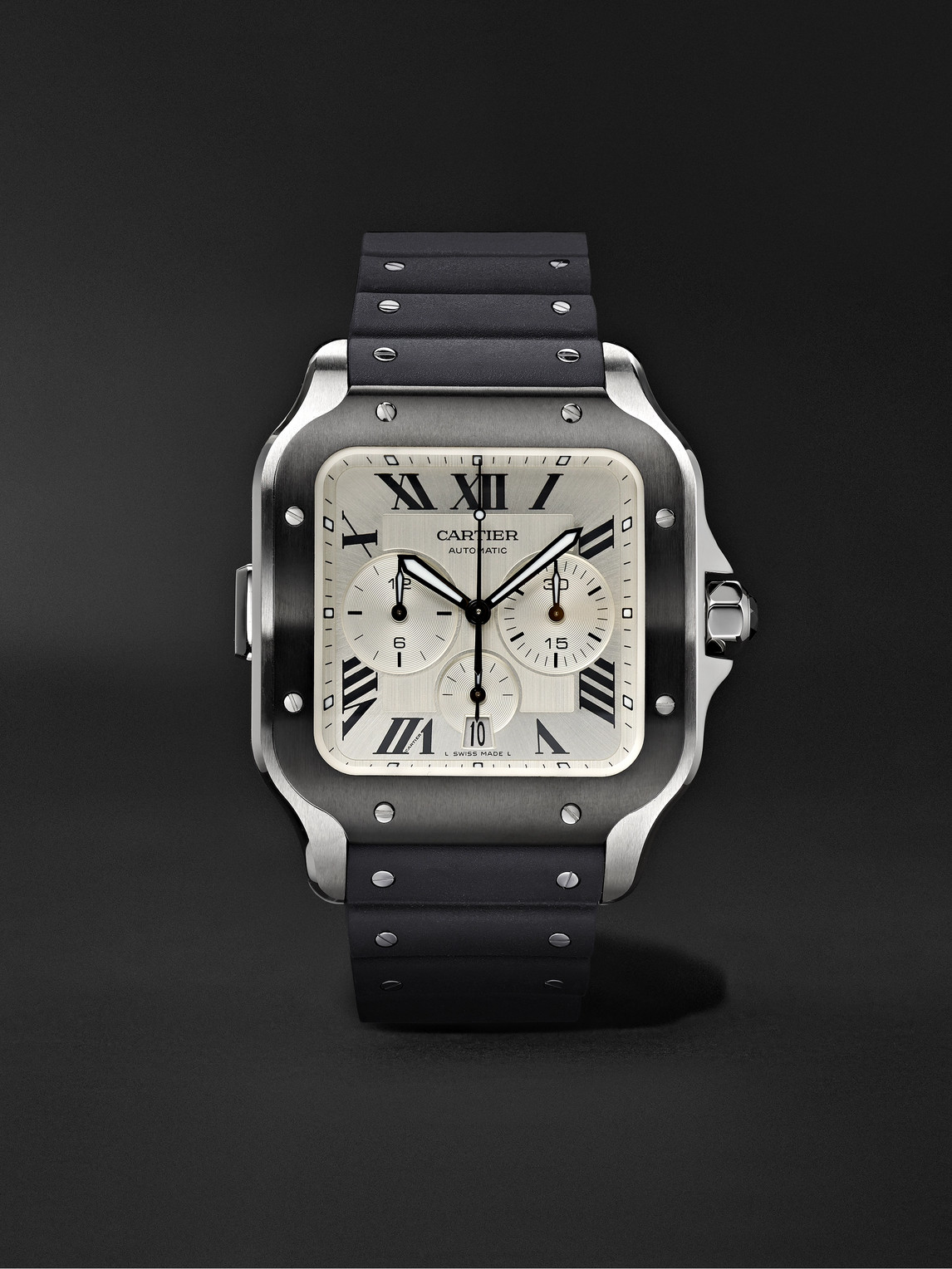 Santos de Cartier Automatic Chronograph Interchangeable ADLC-Coated Stainless Steel Watch, Ref. WSSA0017