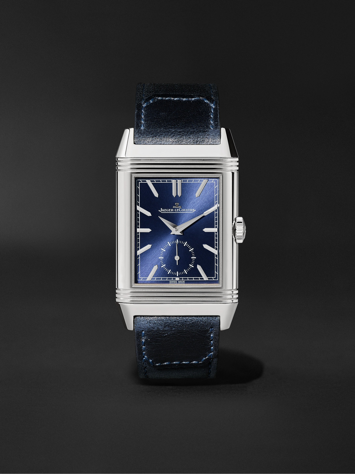 JAEGER-LECOULTRE REVERSO TRIBUTE DUOFACE HAND-WOUND 47MM X 28.3MM STAINLESS STEEL AND LEATHER WATCH, REF. NO. 3988482