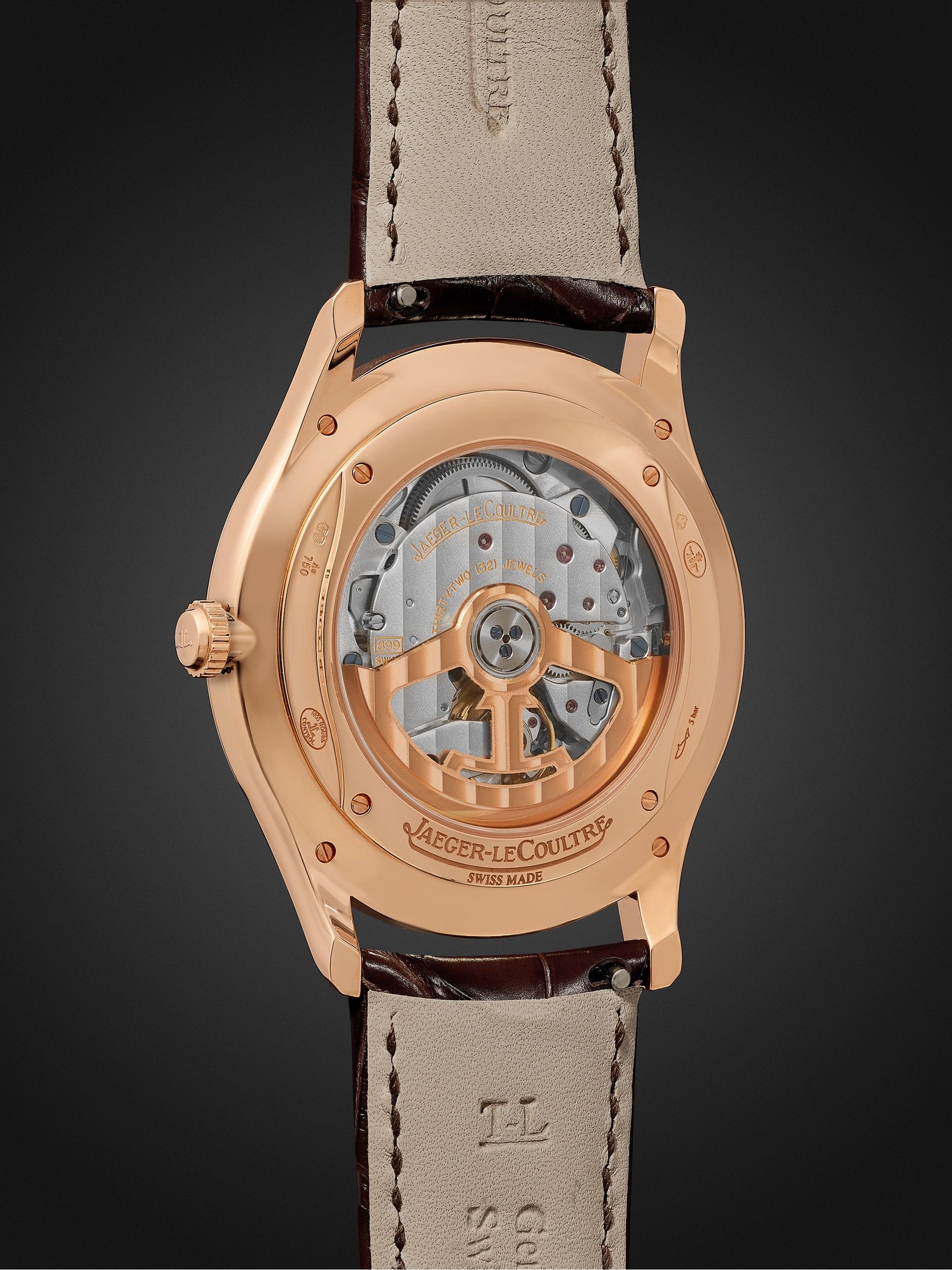 JAEGER-LECOULTRE Master Ultra Thin Date Automatic 39mm 18-Karat Rose Gold and Alligator Watch, Ref No. 1232510