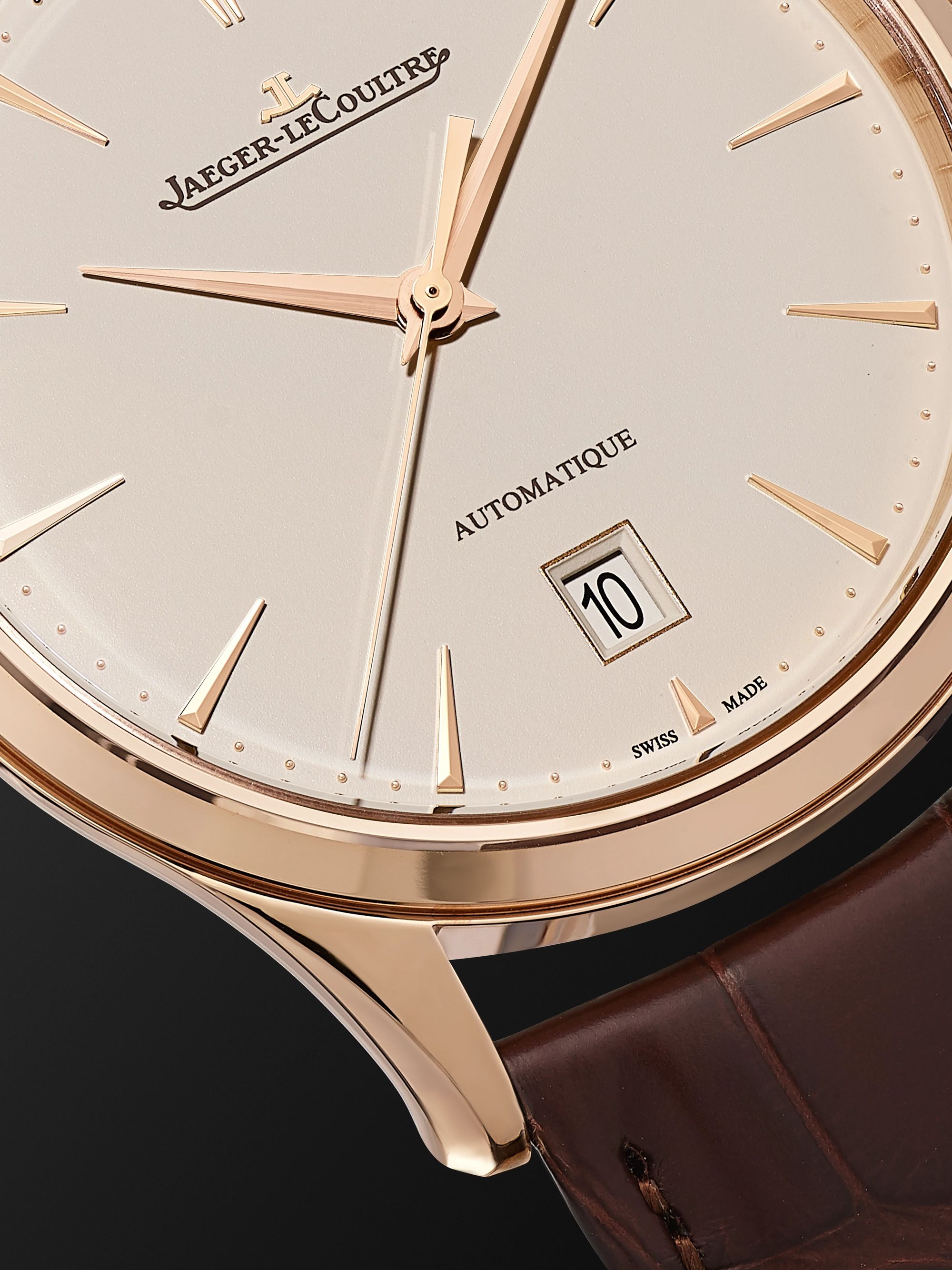 JAEGER-LECOULTRE Master Ultra Thin Date Automatic 39mm 18-Karat Rose Gold and Alligator Watch, Ref No. 1232510